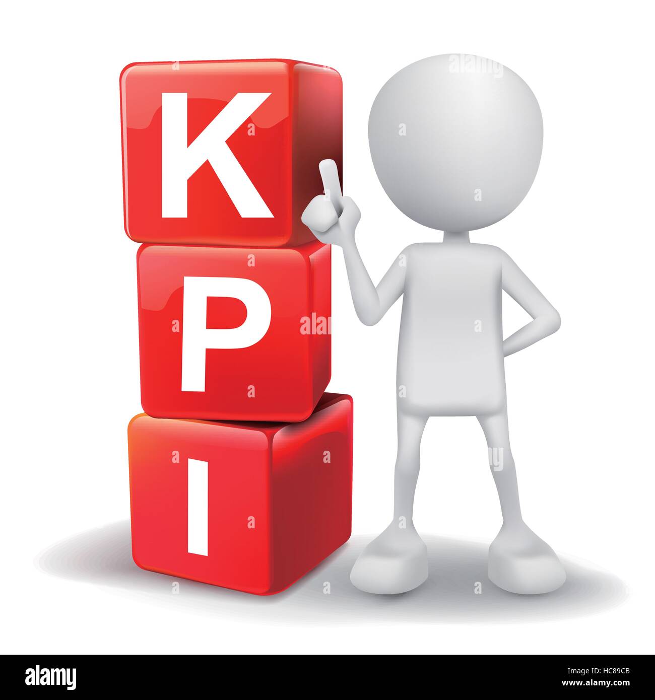 Vector 3d Human With Word Kpi Key Performance Indicator Cubes On White