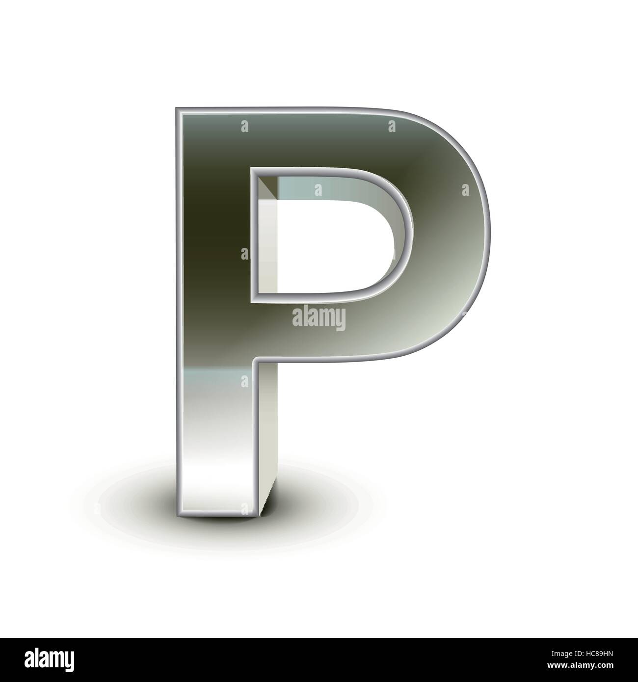 3d silver steel letter P isolated white background Stock Vector Image ...