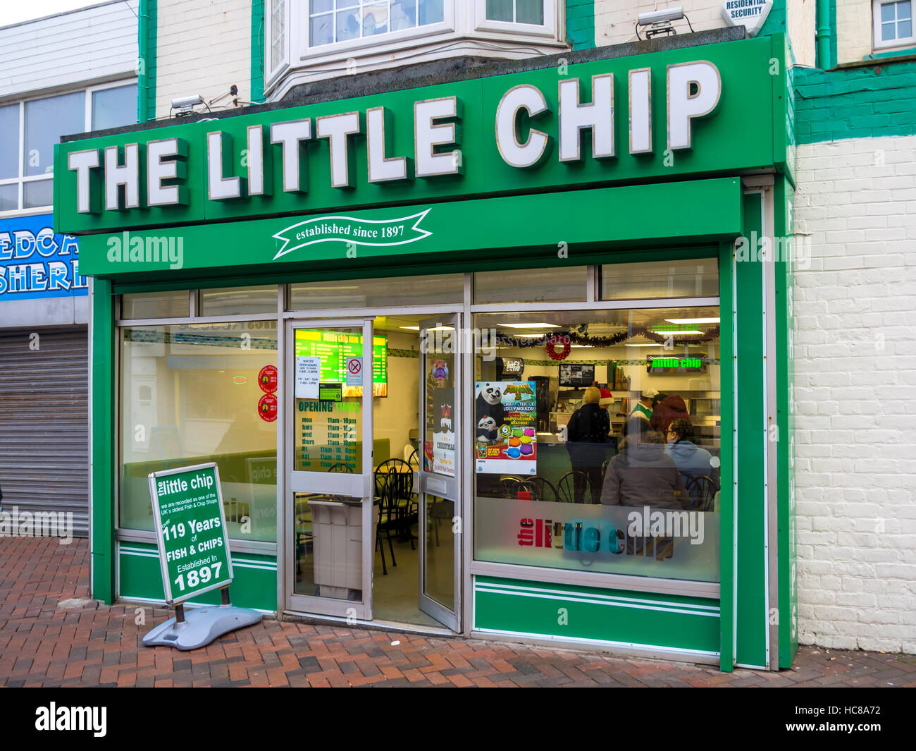 The Little Chip Fish and Chip shop in Redcar North Yorkshire Established in 1897 one of the oldest in England Stock Photo