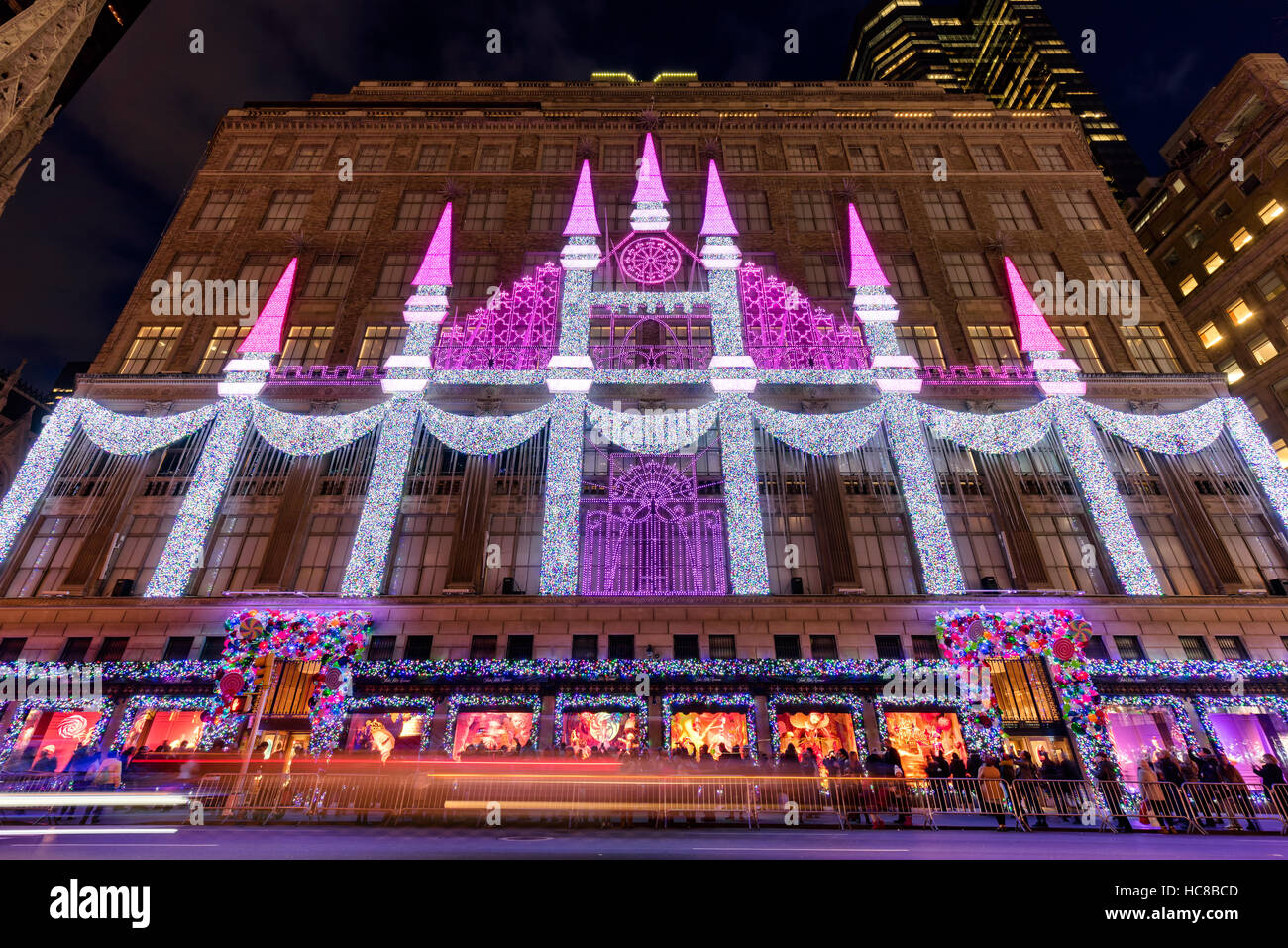 Saks Fifth Avenue with Christmas light show and holiday season window