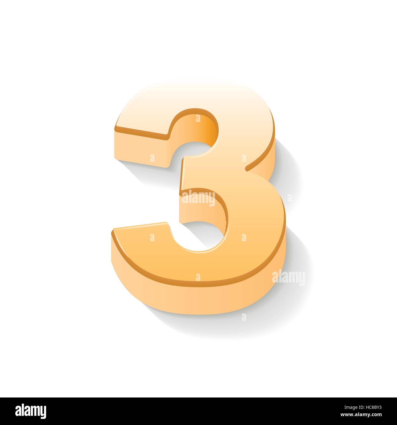 3d shiny golden number 3 on white background Stock Vector Image & Art ...