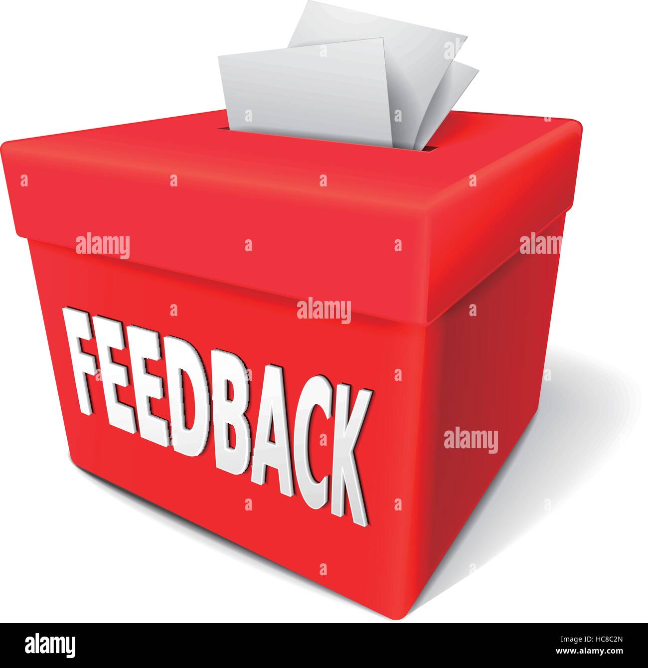 feedback box words on the red box for collecting employee or customer  ideas, thoughts, comments, reviews, ratings, suggestions or other  communication Stock Vector Image & Art - Alamy