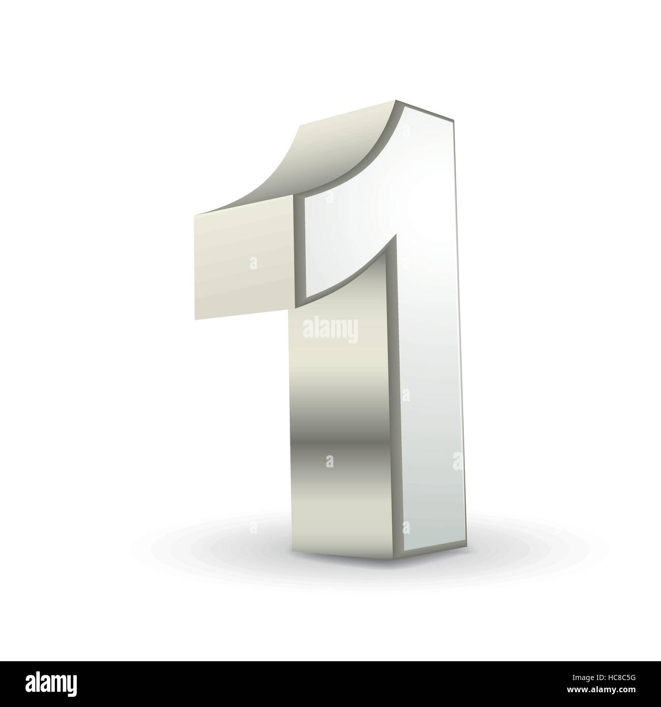 3d shiny silver number 1 on white background Stock Vector Image & Art