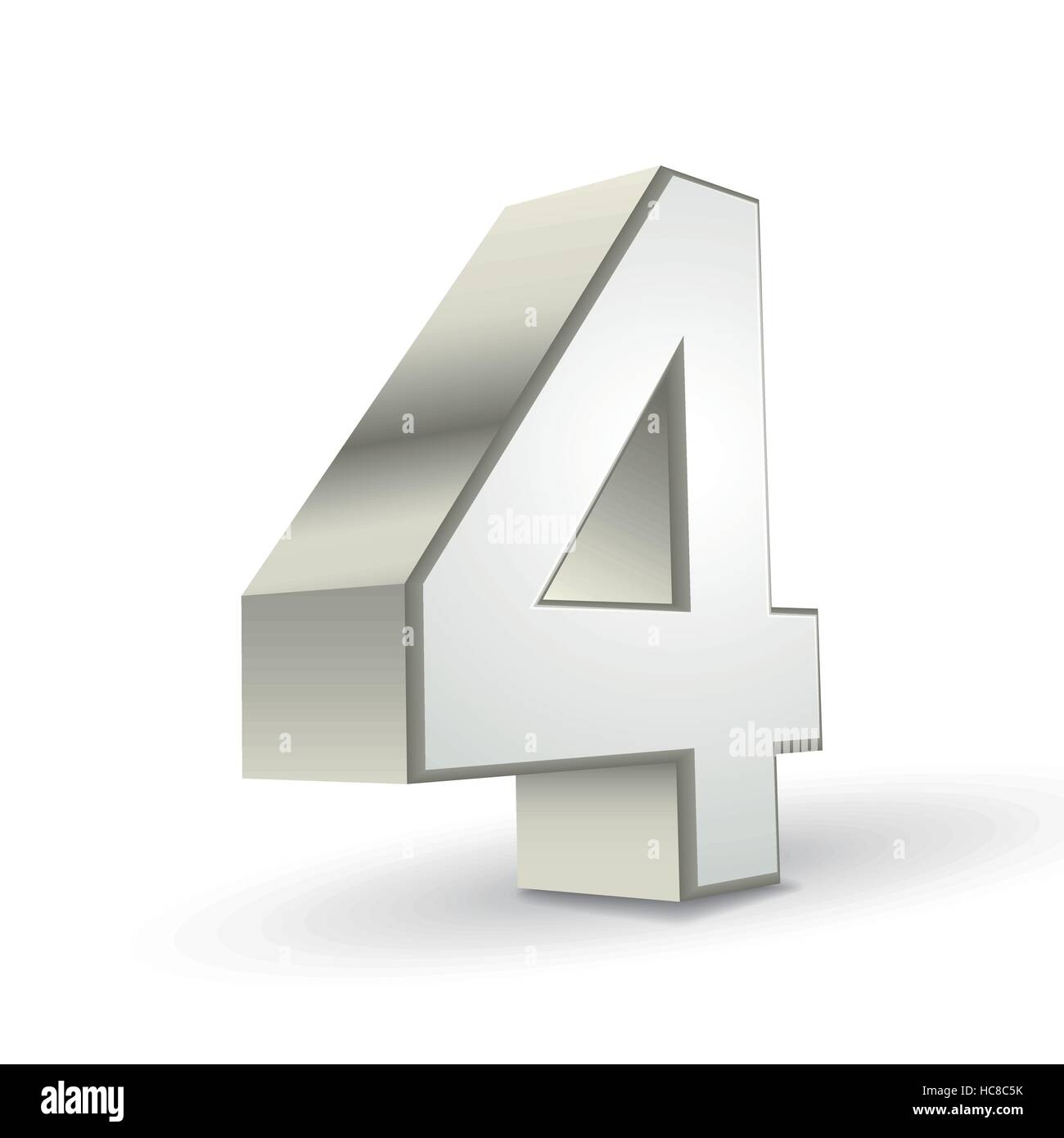 3d shiny silver number 4 on white background Stock Vector Image & Art ...
