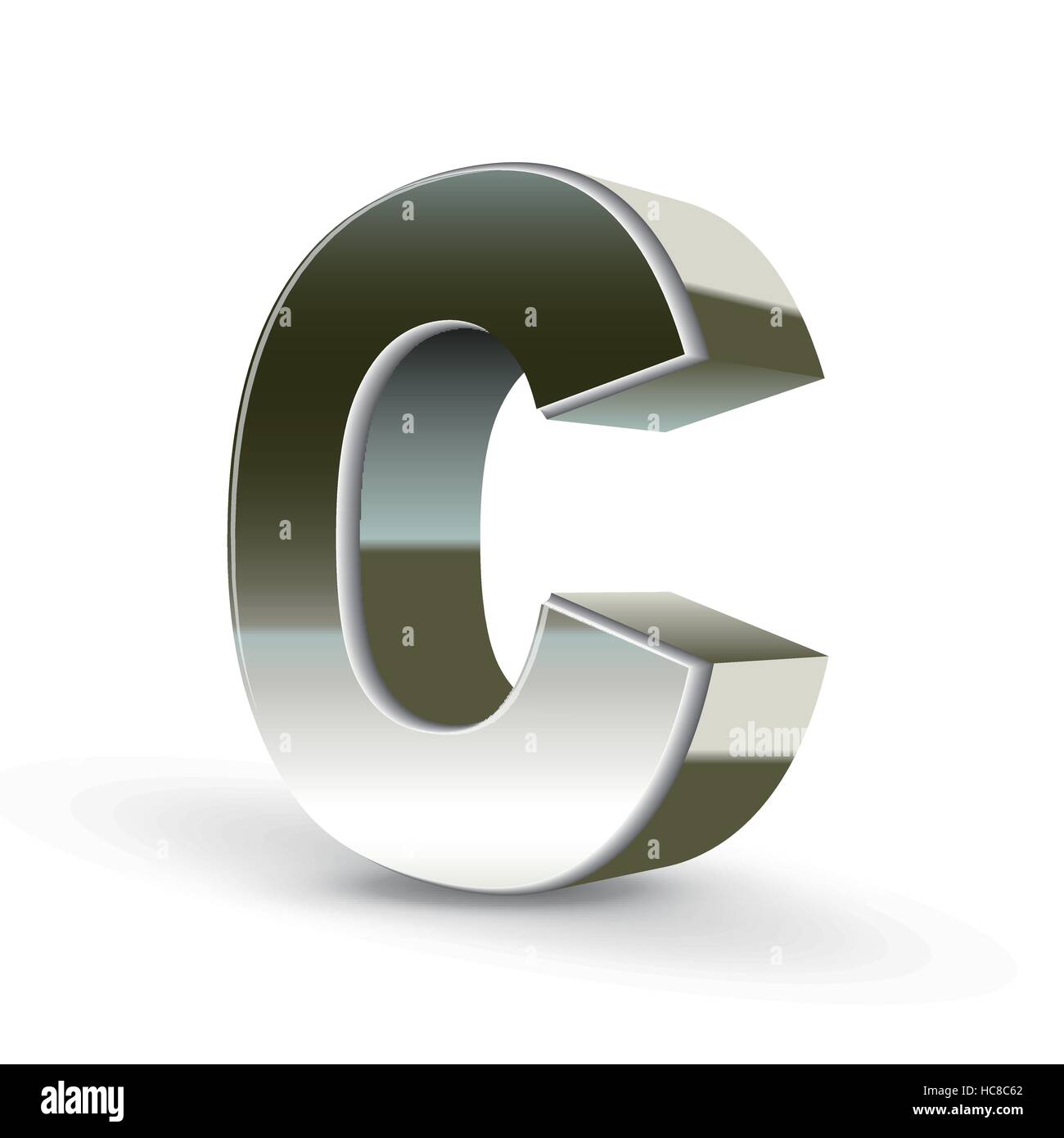 3d silver steel letter C isolated white background Stock Vector Image ...
