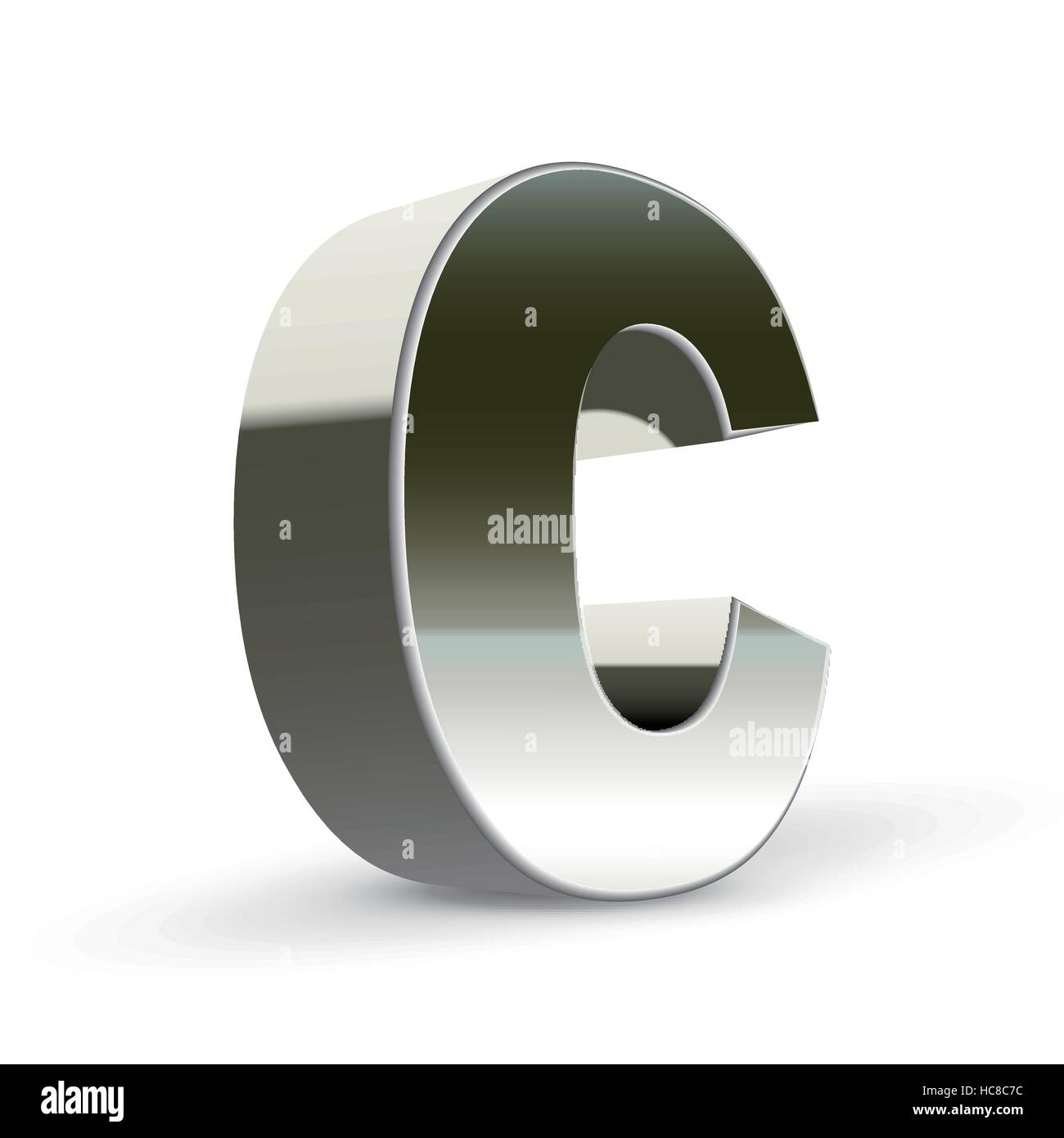 3d silver steel letter C isolated white background Stock Vector Image
