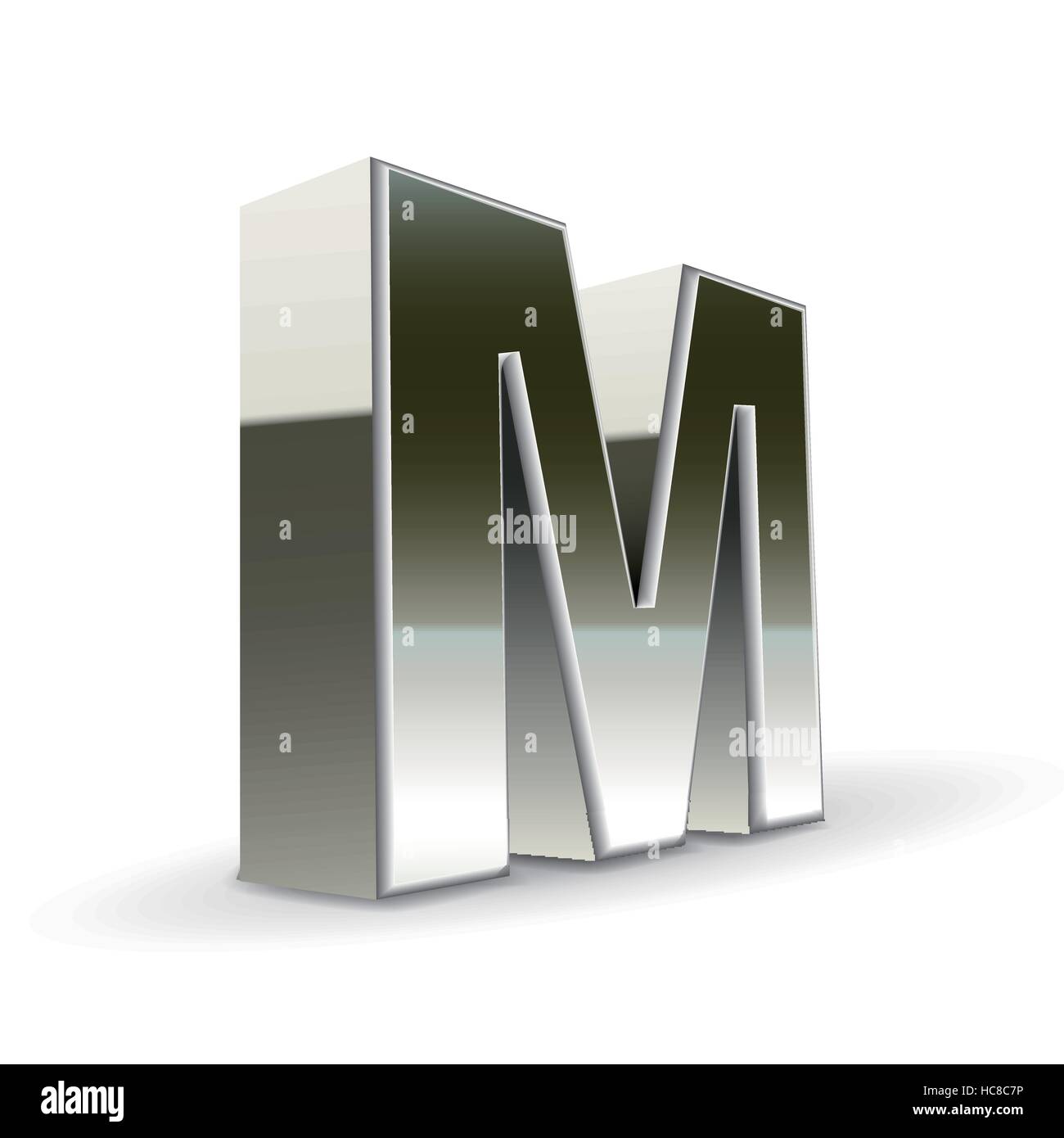 3d silver steel letter M isolated white background Stock Vector Image ...