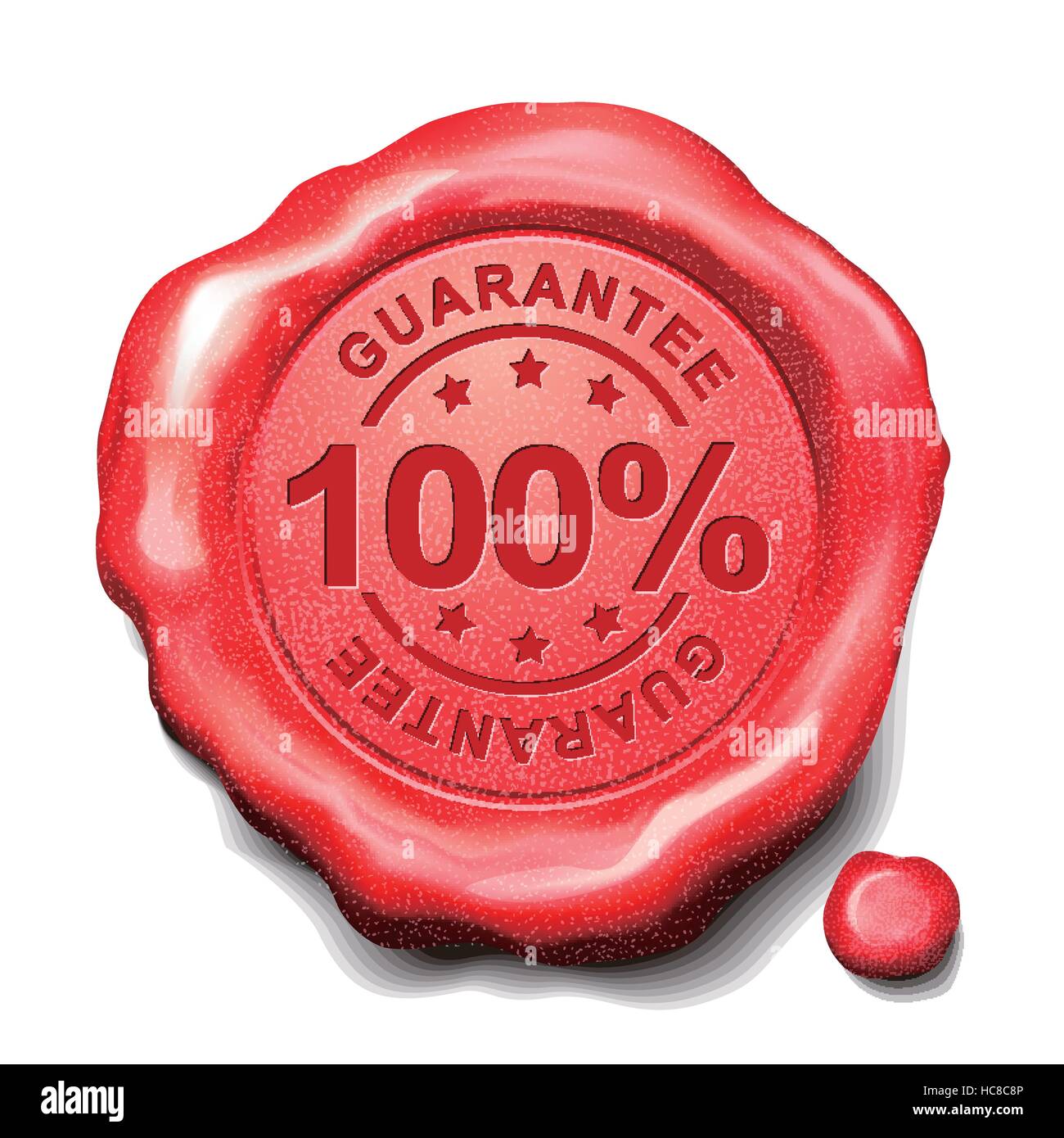 100 Percent Guarantee Red Wax Seal Over White Background Stock Vector