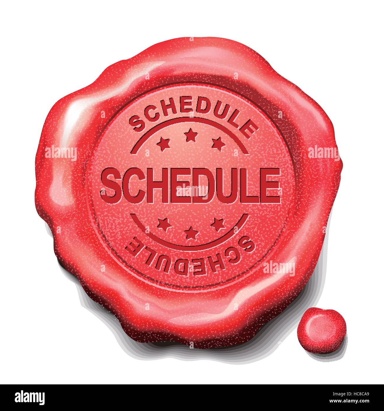 schedule red wax seal over white background Stock Vector