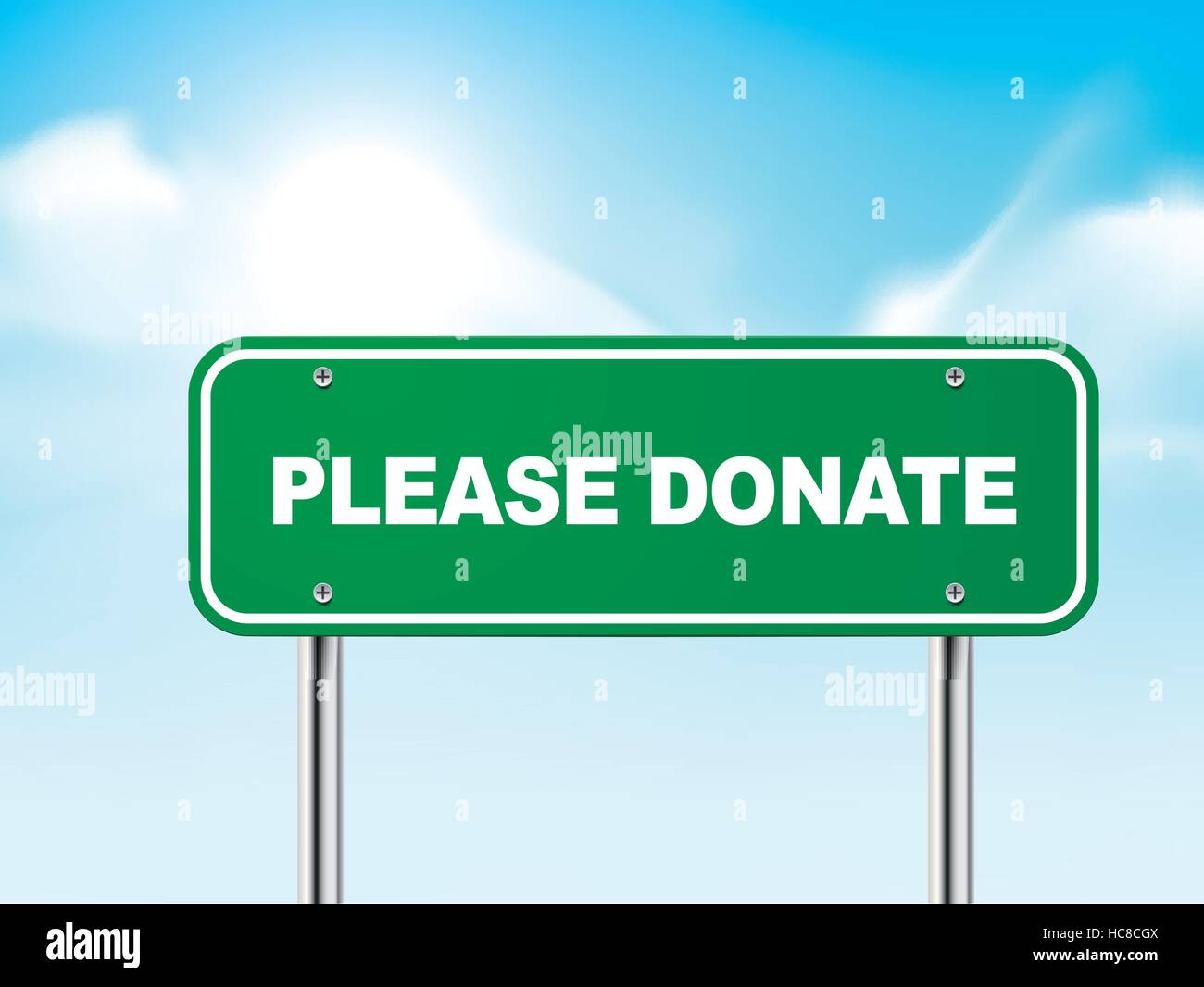 Please Donate Road Sign. Stock Photo, Picture and Royalty Free