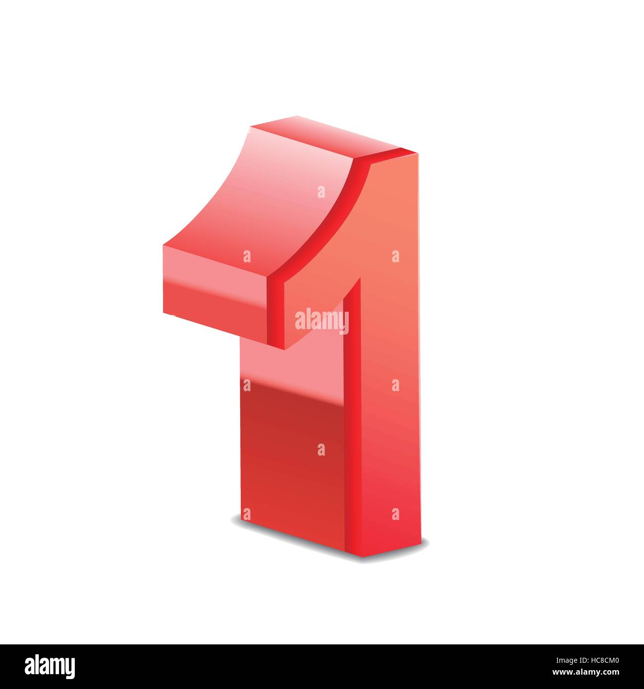 3d shiny red number 1 isolated on white background Stock Vector Image