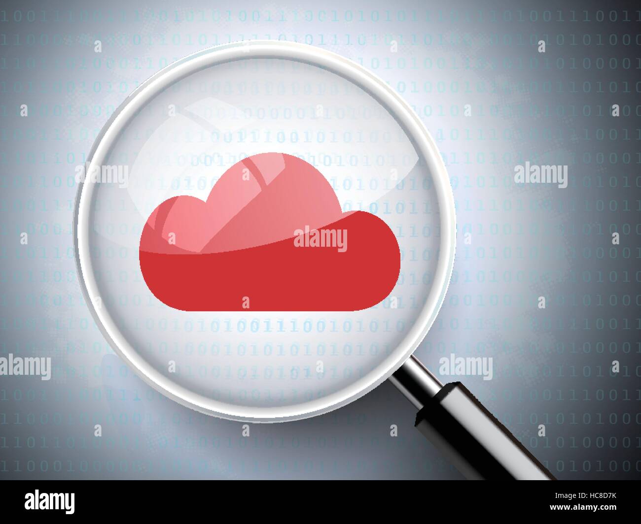 magnifying glass with cloud icon on digital background Stock Vector ...