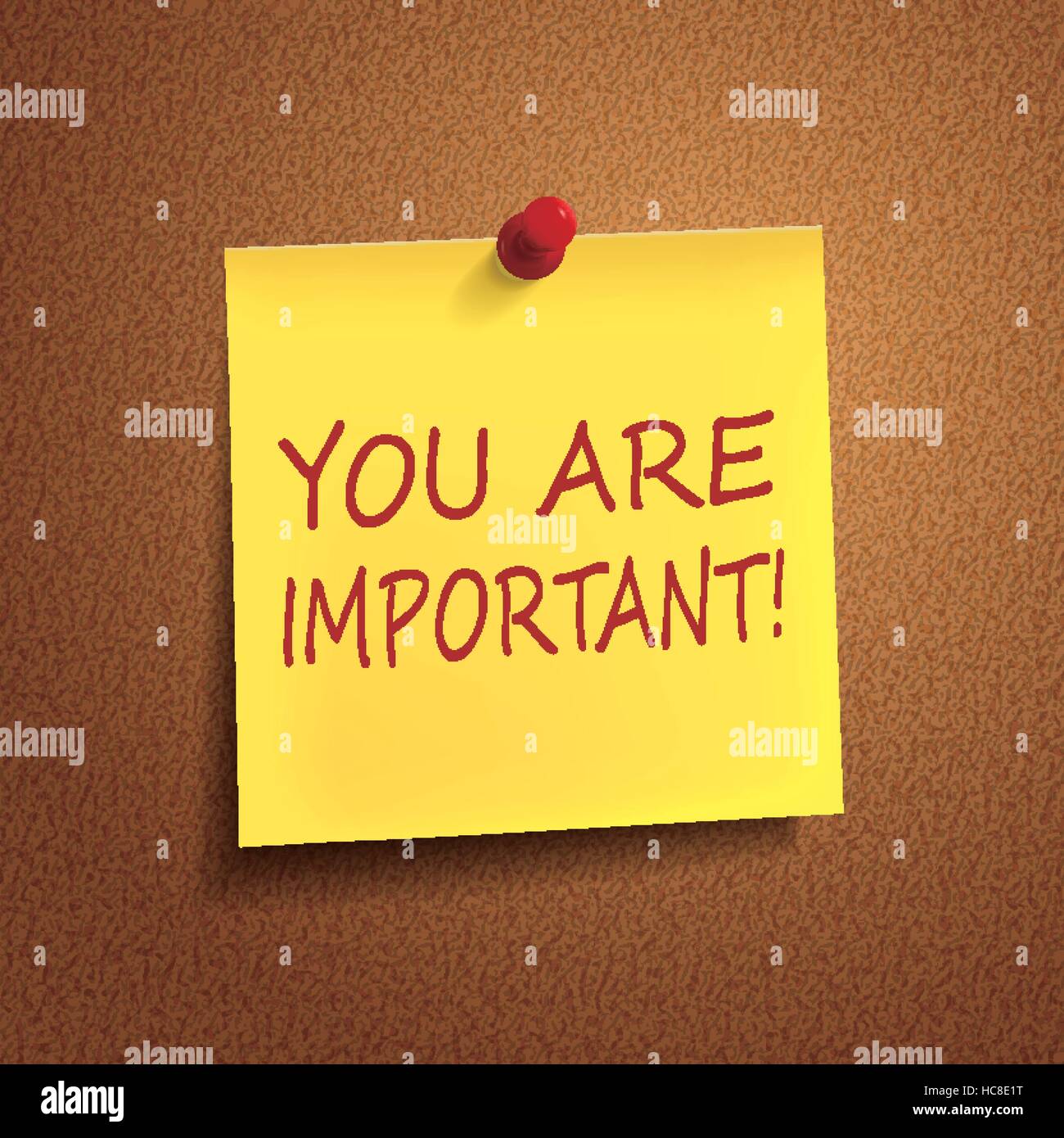 You Are Important Words On Post It Over Brown Background Stock Vector