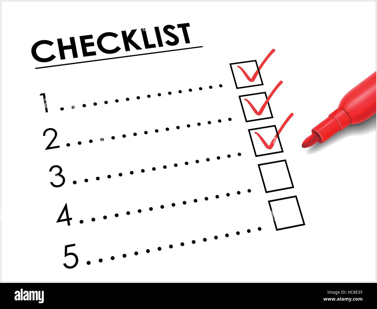 tick placed in check box with red pen over check list Stock Vector Image & Art Alamy