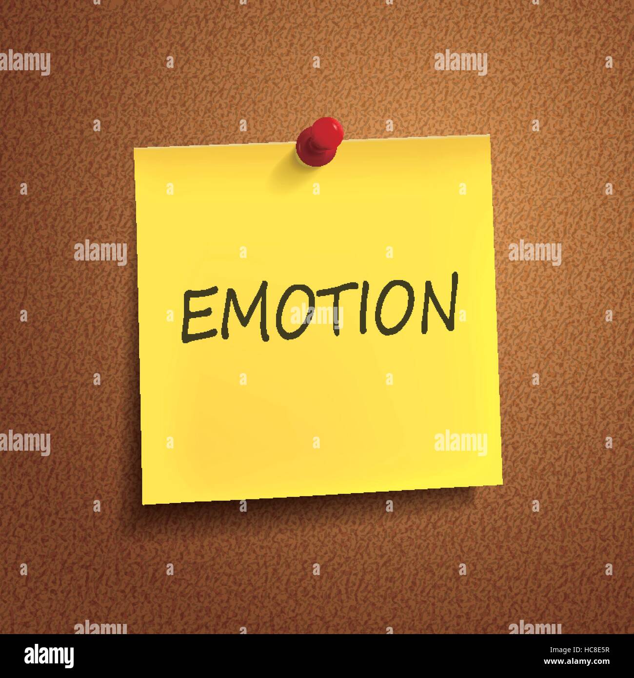 emotion word on post-it over brown background Stock Vector
