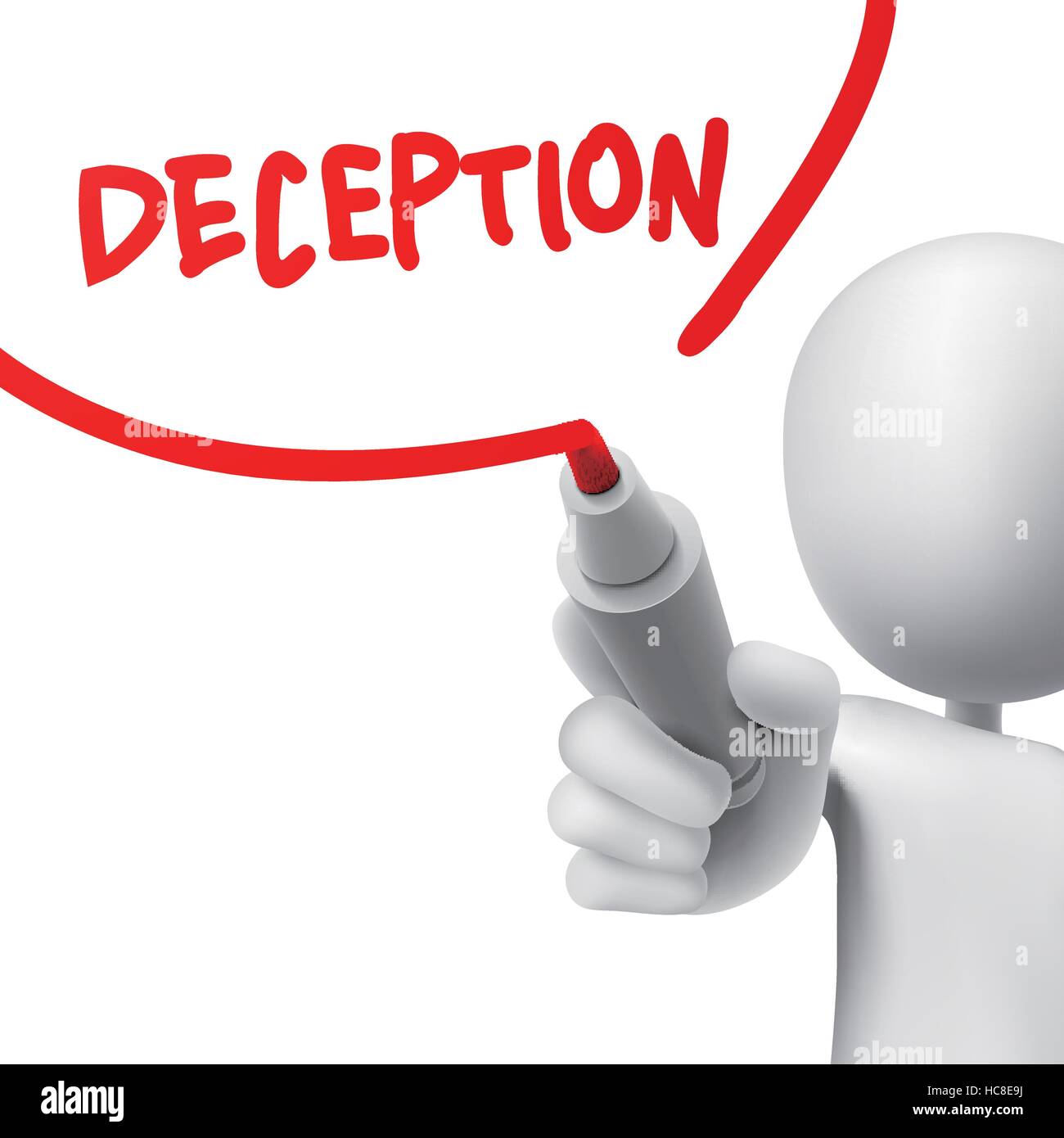 deception written by a man over white background Stock Vector