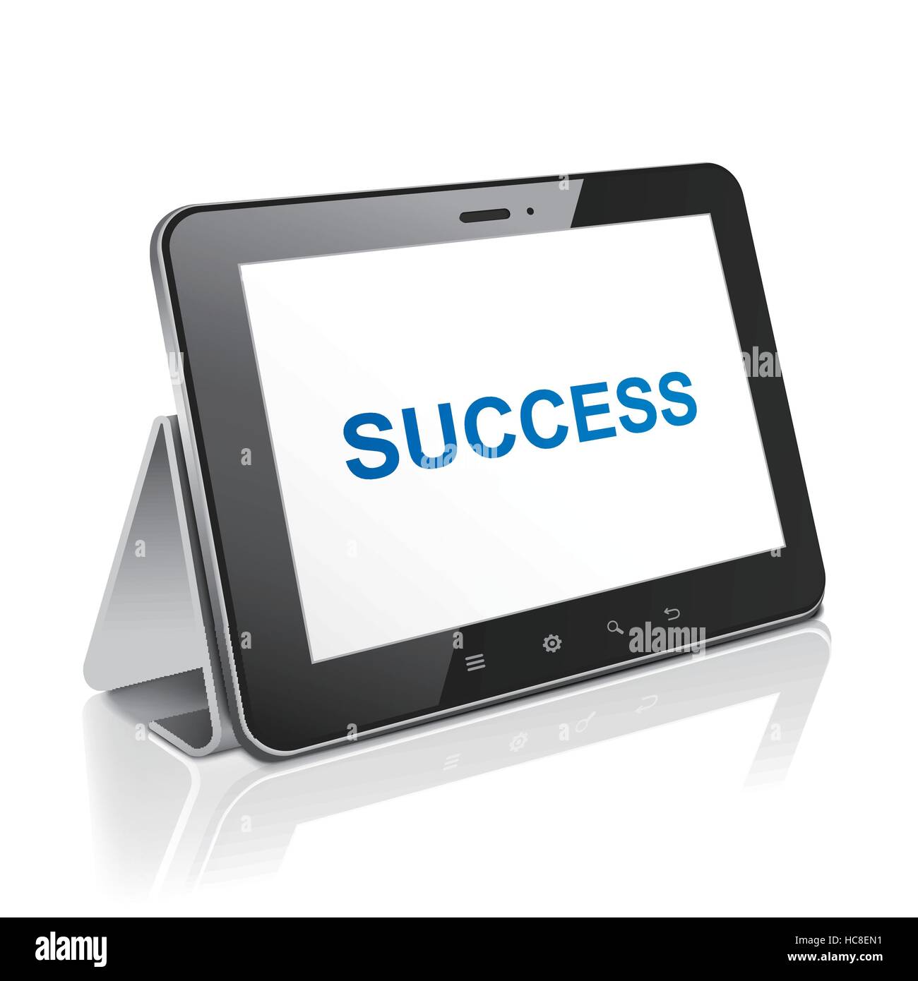 tablet computer with text success on display over white Stock Vector ...