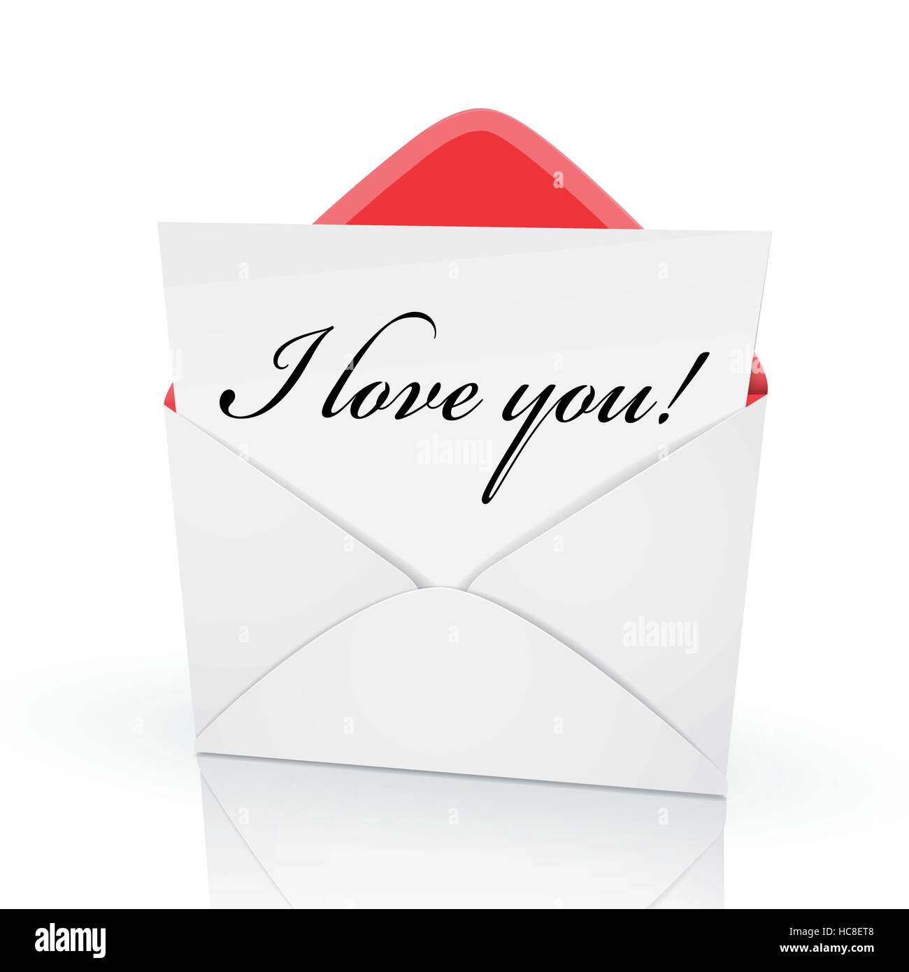 the words I love you on a card in an envelope Stock Vector