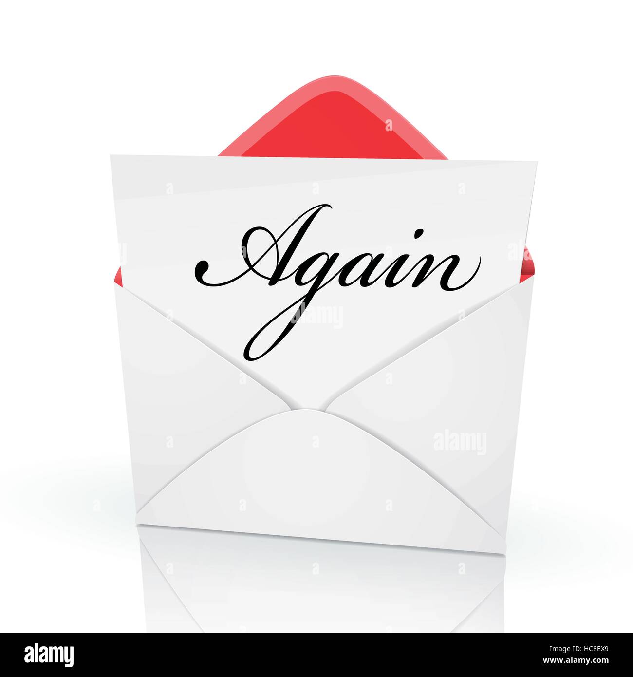 the word again on a card in an envelope Stock Vector
