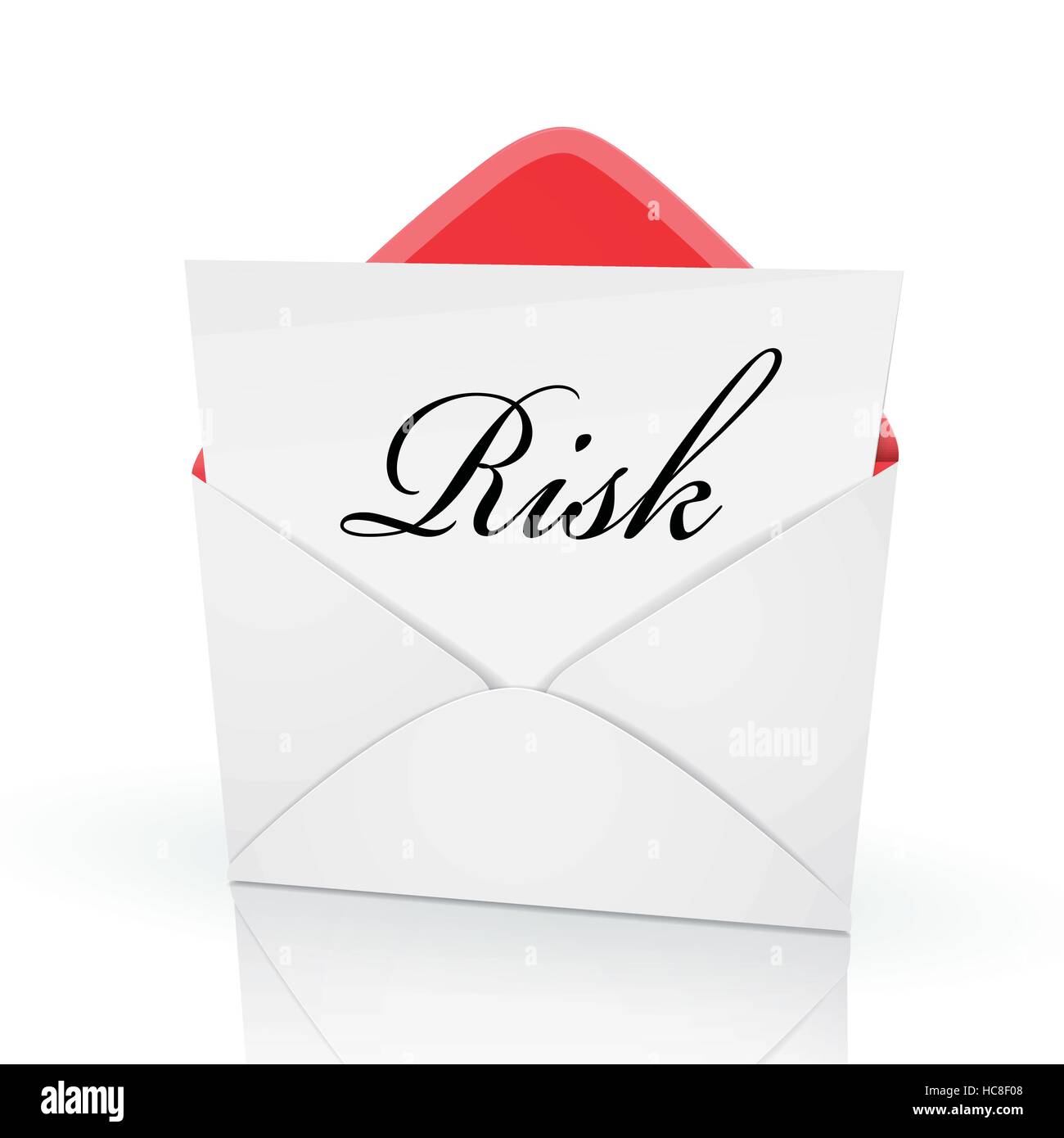 the word risk on a card in an envelope Stock Vector