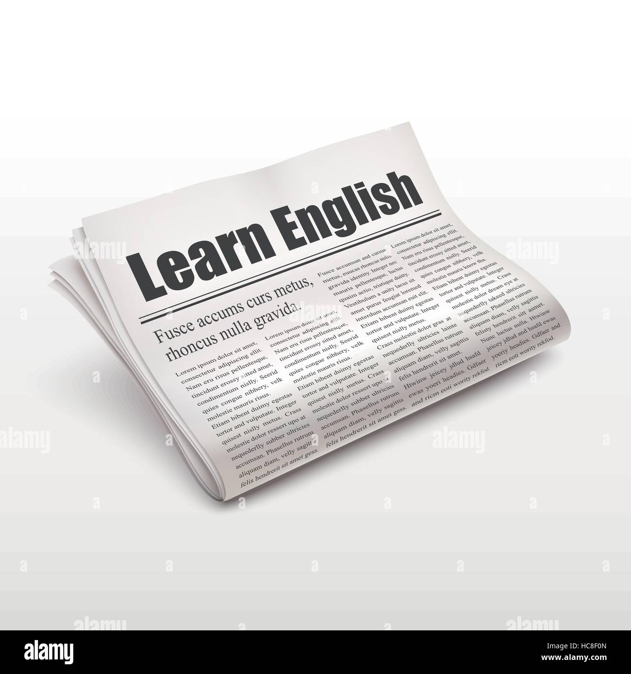 Learn English Words On Newspaper Over White Background Stock Vector Image Art Alamy