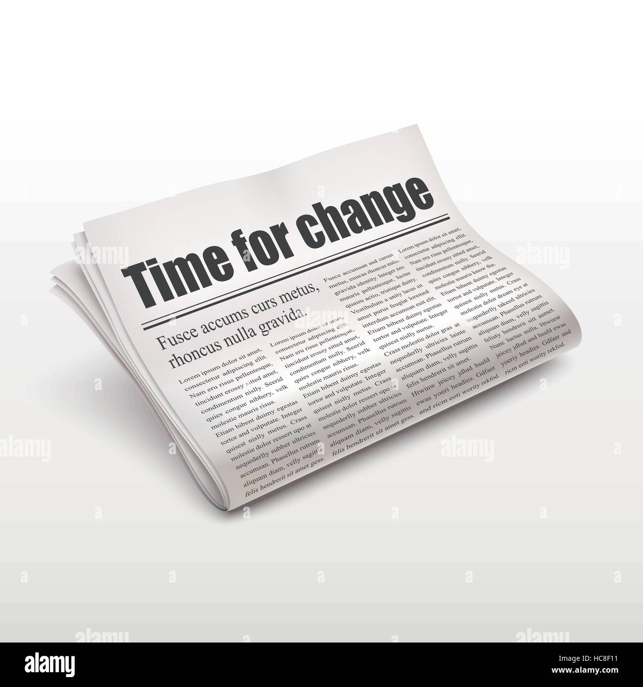 time for change words on newspaper over white background Stock Vector