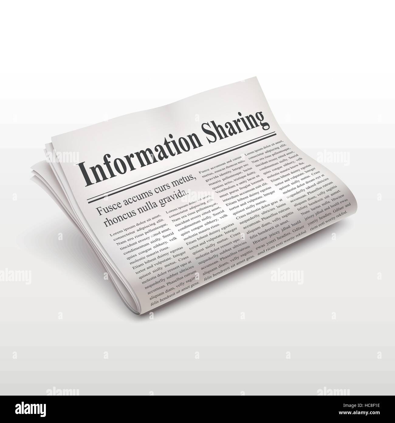 information sharing words on newspaper over white background Stock ...