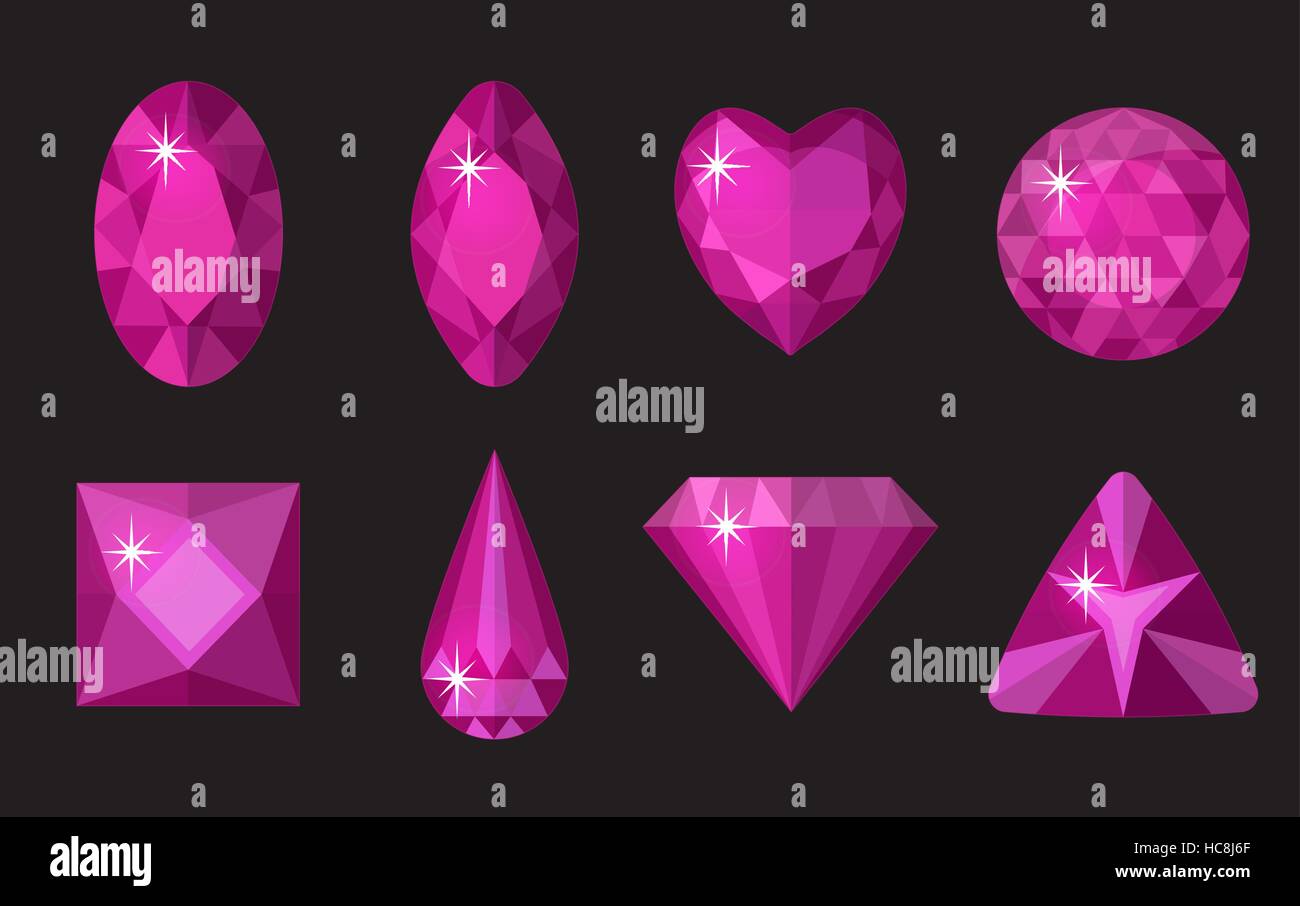 Set of simple and realistic heart gemstones jewels. Isolated on white.  Vector. Illustration Stock Vector Image & Art - Alamy