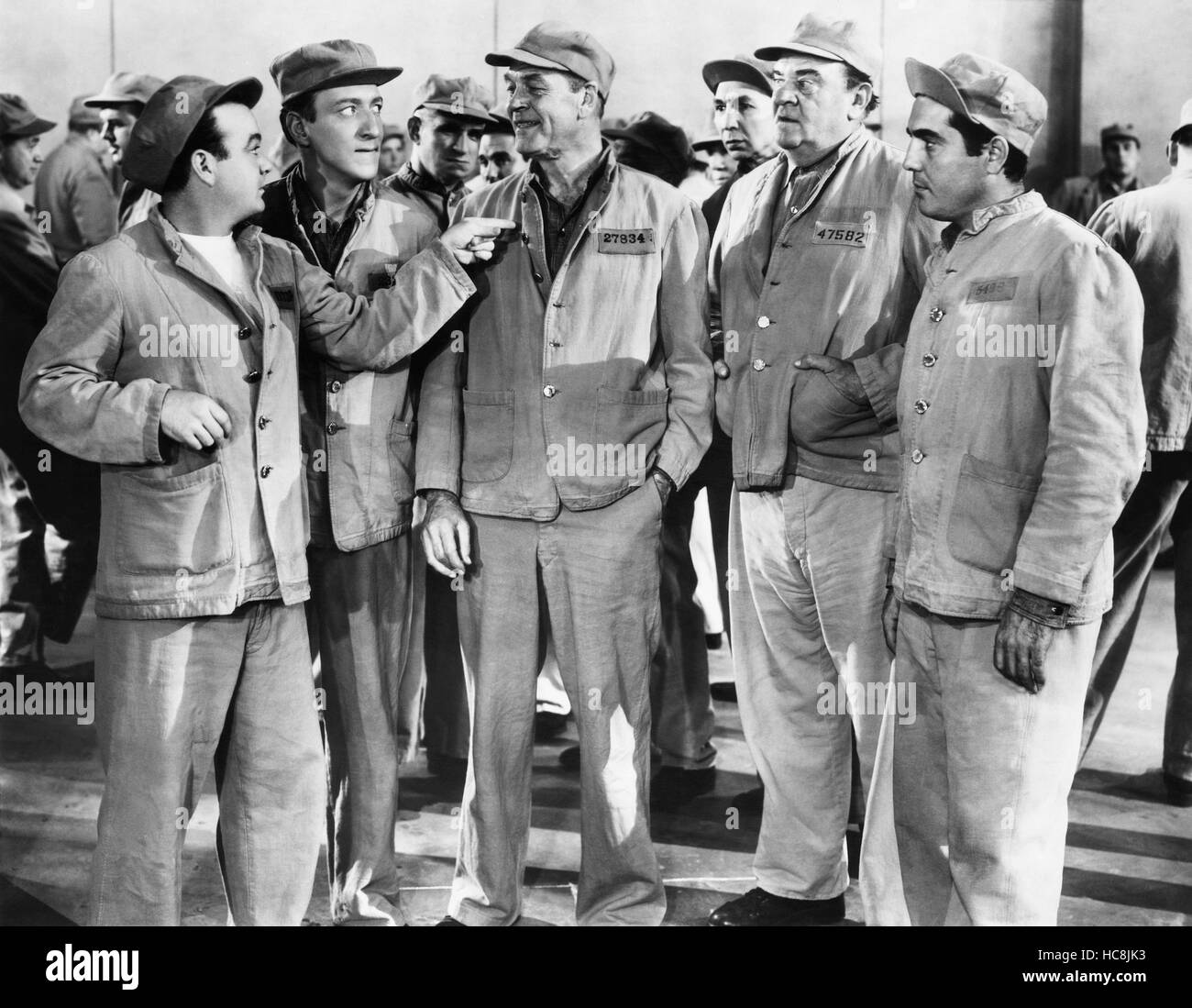 TRIPLE TROUBLE, from left: Leo Gorcey, Huntz Hall, G. Pat Collins, Eddie Gribbon, Richard Benedict, 1950 Stock Photo