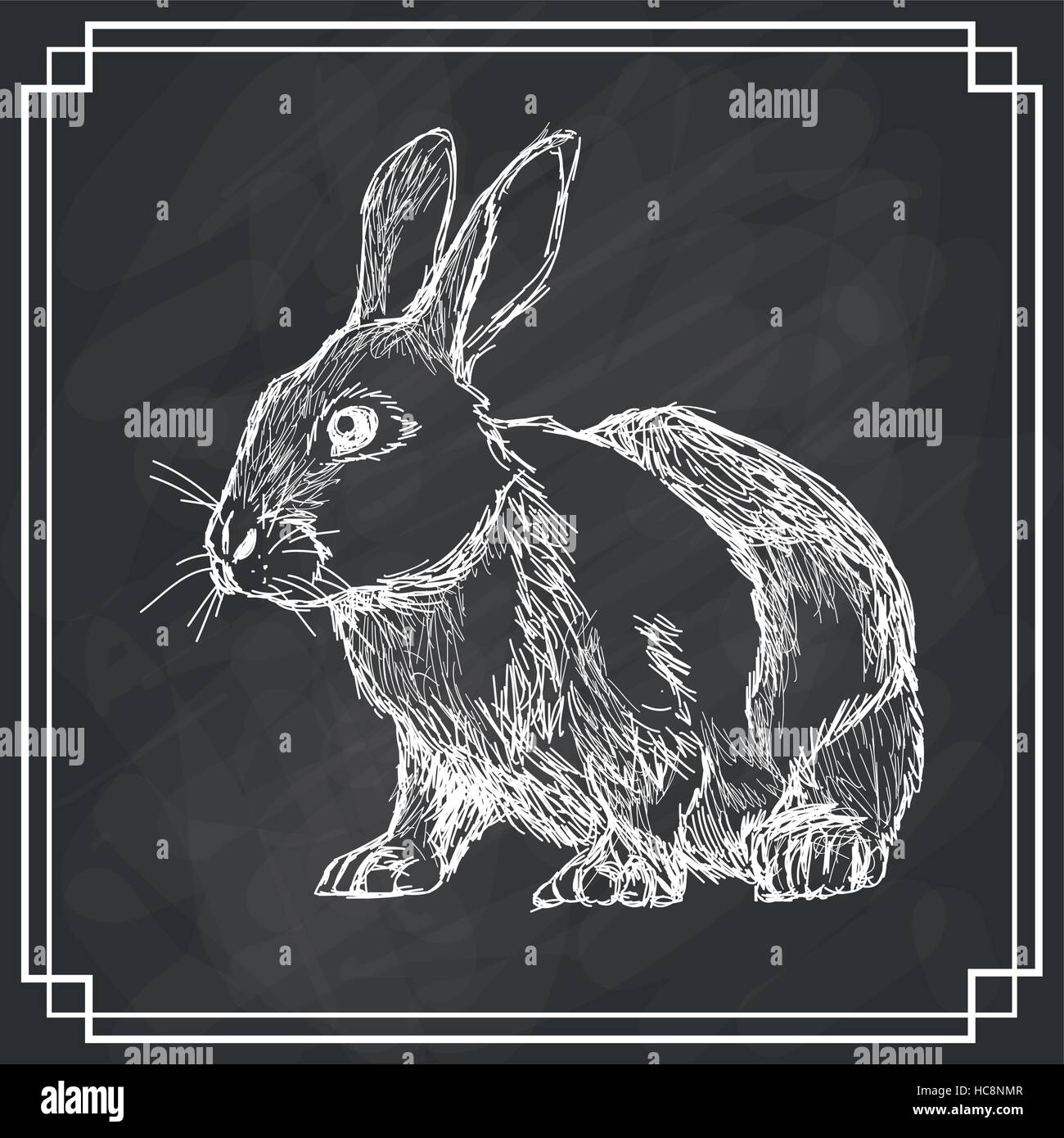 white bunny sketch dark background Stock Vector Image & Art - Alamy