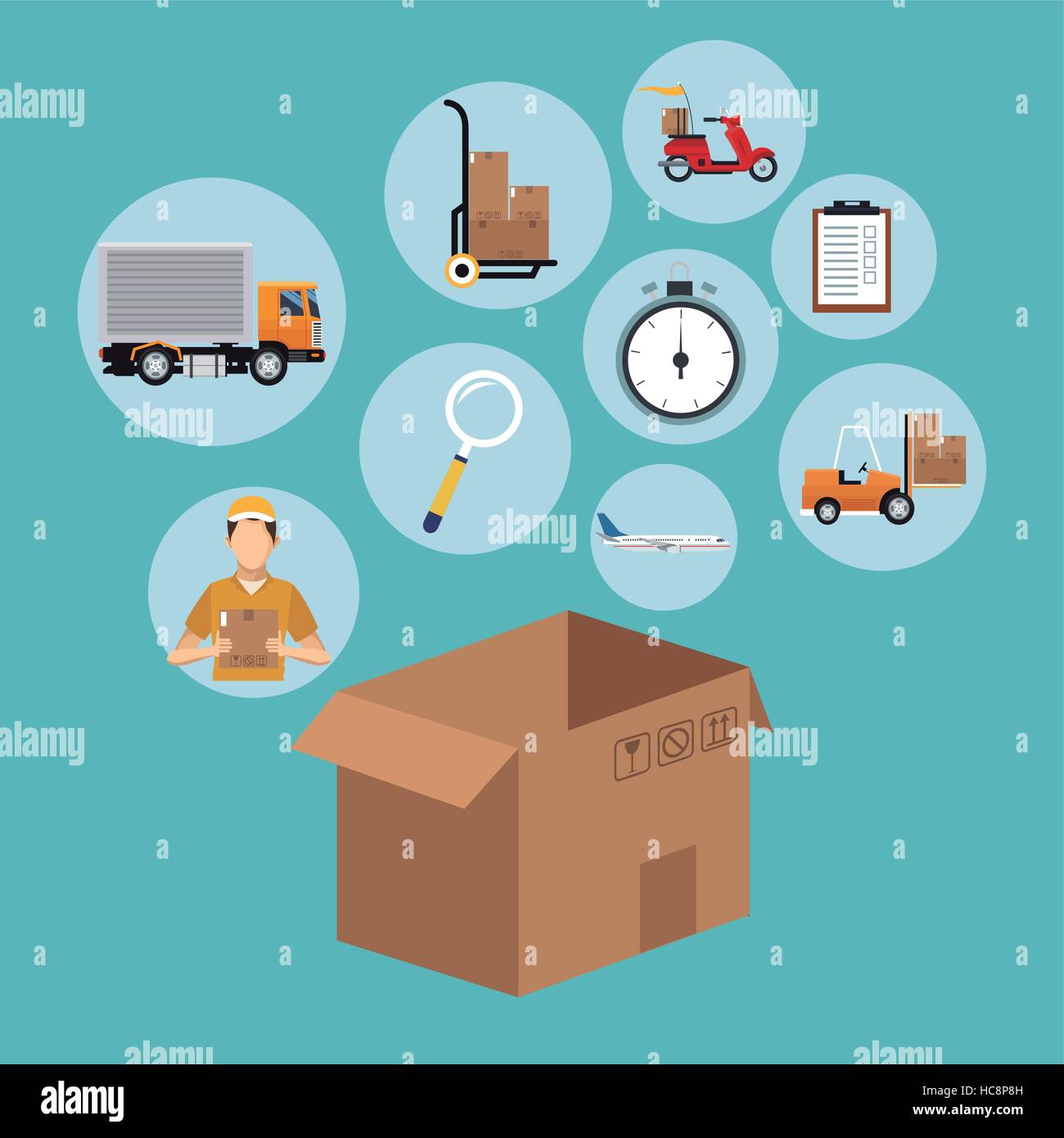 delivery concept cardboard box collection icons Stock Vector Image