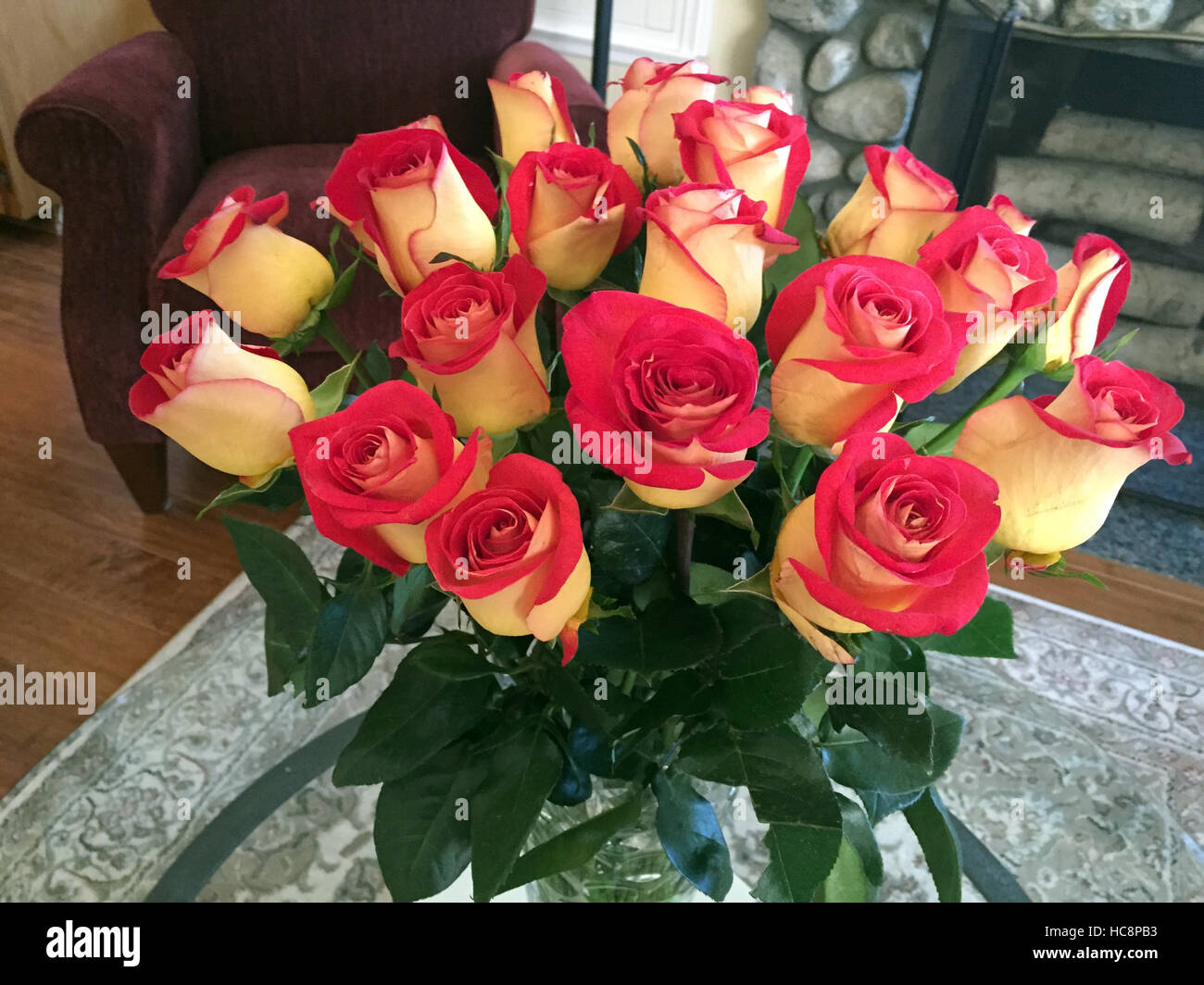 Red and Yellow Roses Stock Photo