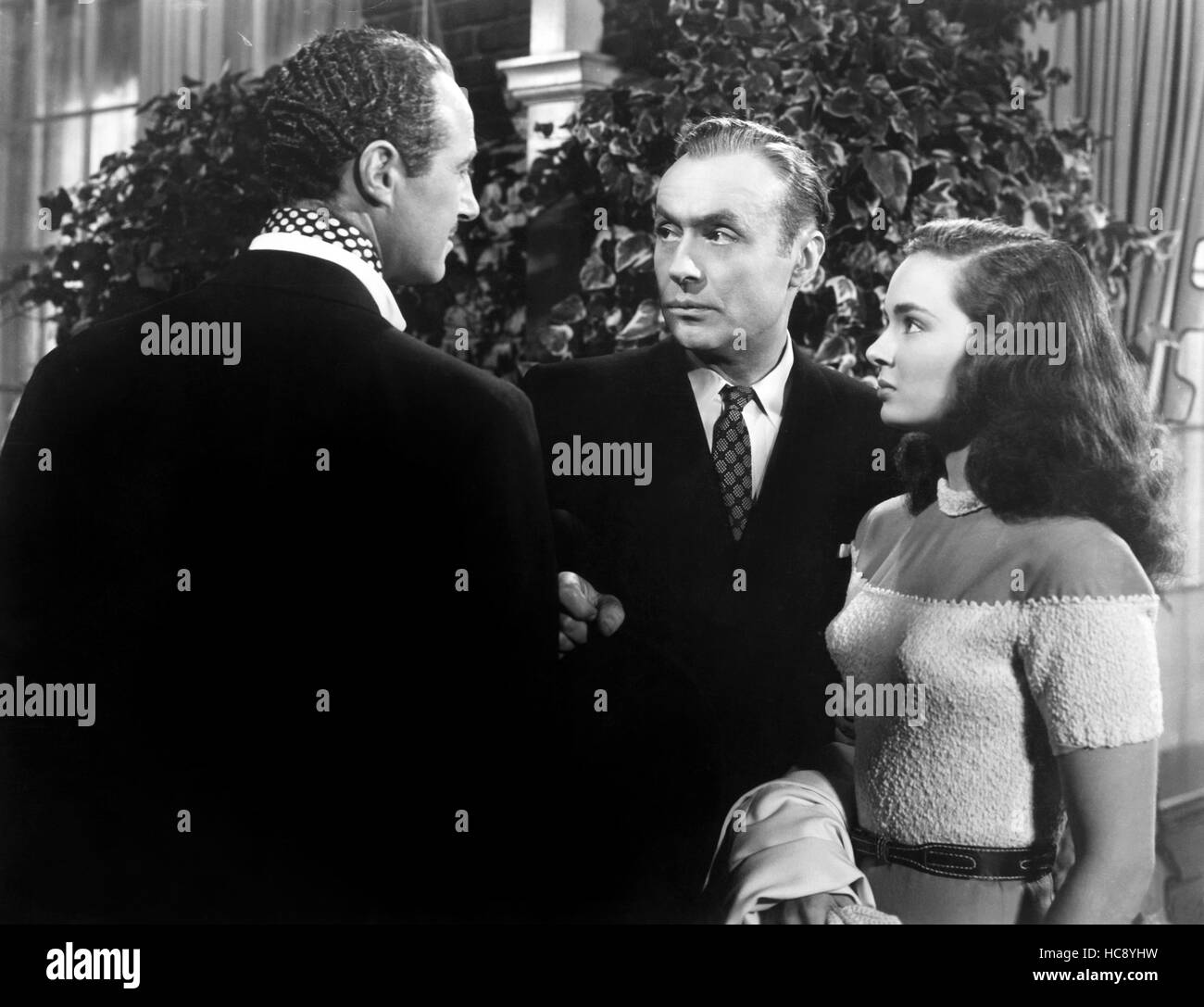 A WOMAN'S VENGEANCE, from left, Hugh French, Charles Boyer, Ann Blyth ...