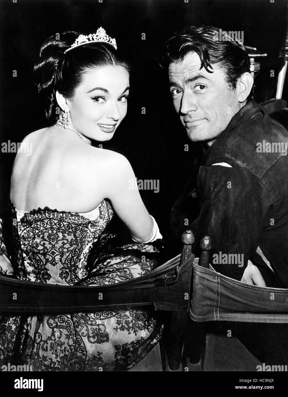 THE WORLD IN HIS ARMS, Ann Blyth, Gregory Peck, on-set, 1952 Stock ...