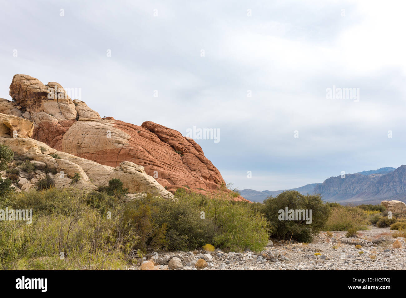 Large red rocks protruding from the desert floor at Red Rock Canyon ...