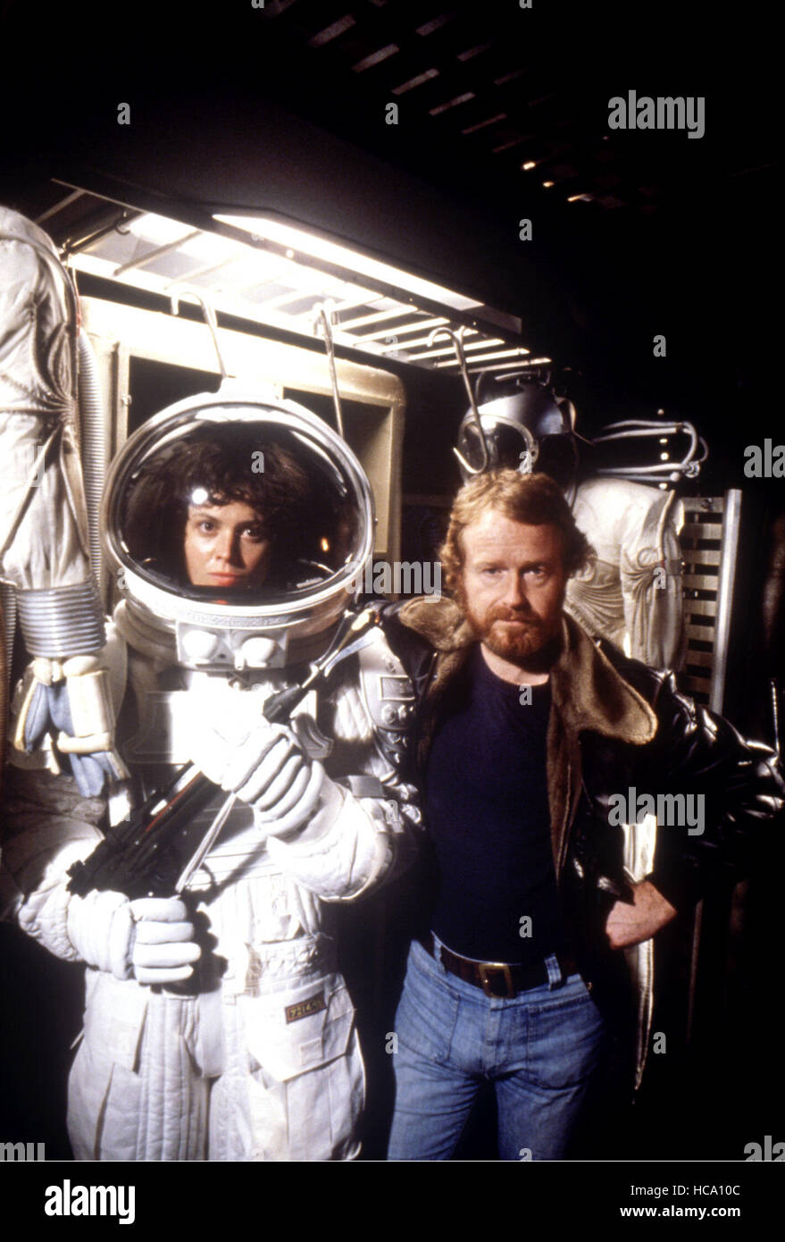 Sigourney Weaver, director Ridley Scott on the set of ALIEN, 1979, TM ...