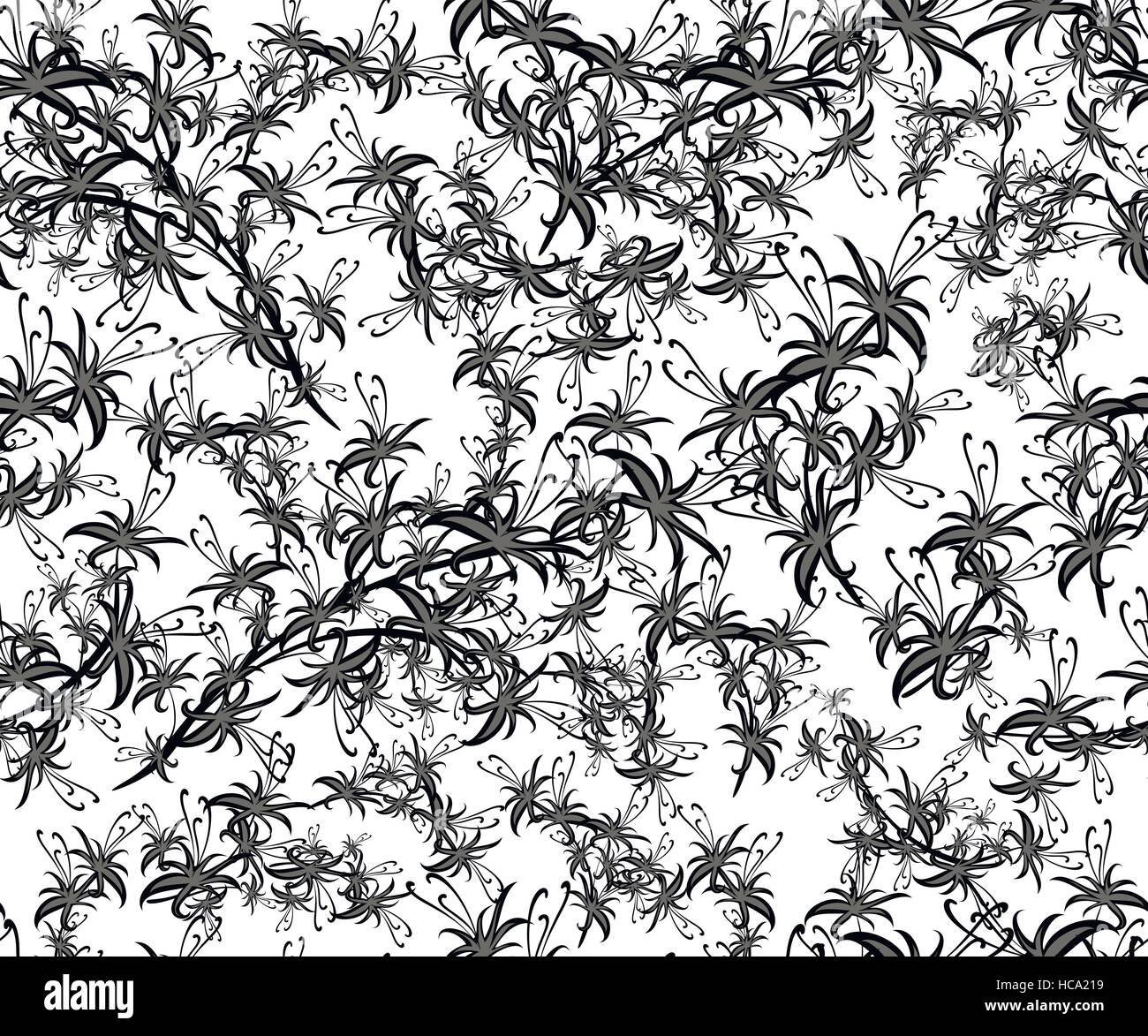 Seamless background with black flower pattern on white background. EPS10 illustration Stock