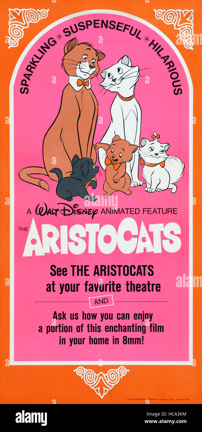 THE ARISTOCATS, US poster art, from left: O'Malley, Duchess, 1970. ©Walt Disney Pictures/courtesy Everett Collection Stock Photo