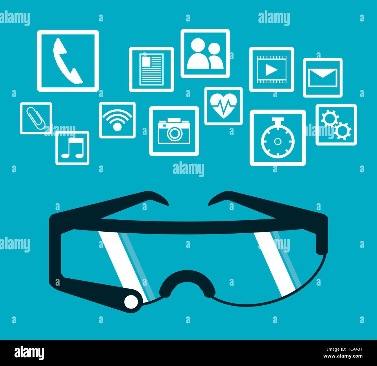smart glasses wearable technology blue background Stock Vector Image