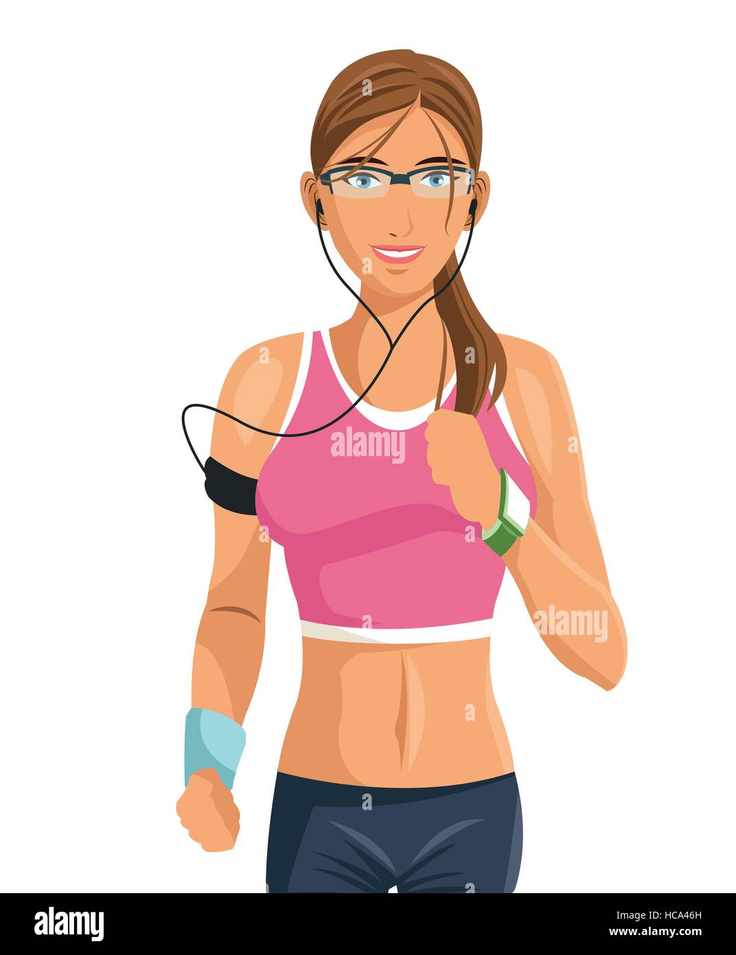 fitness woman wearable technology digital Stock Vector