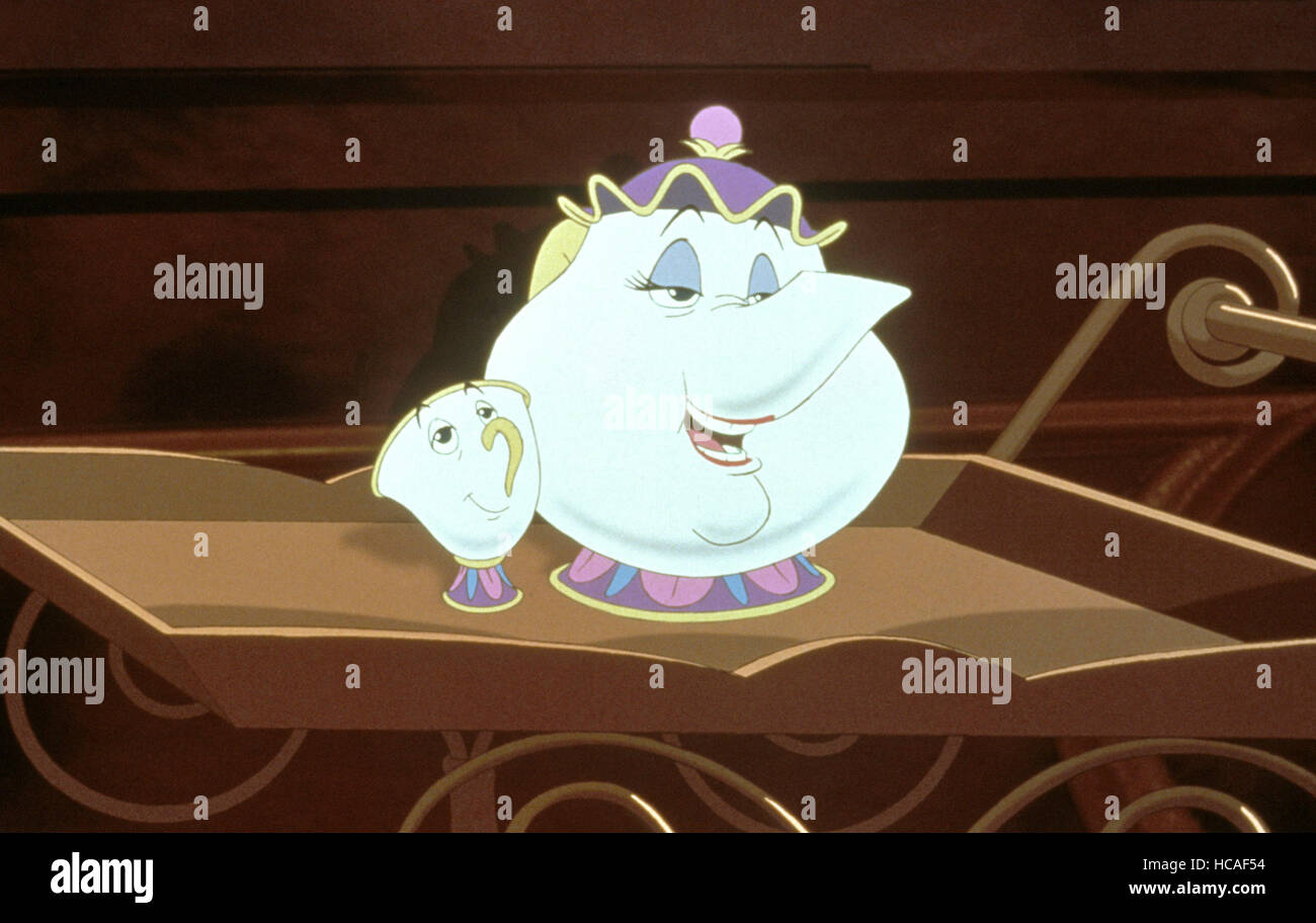 BEAUTY AND THE BEAST, Mrs. Potts (right, voice Angela Lansbury), 1991