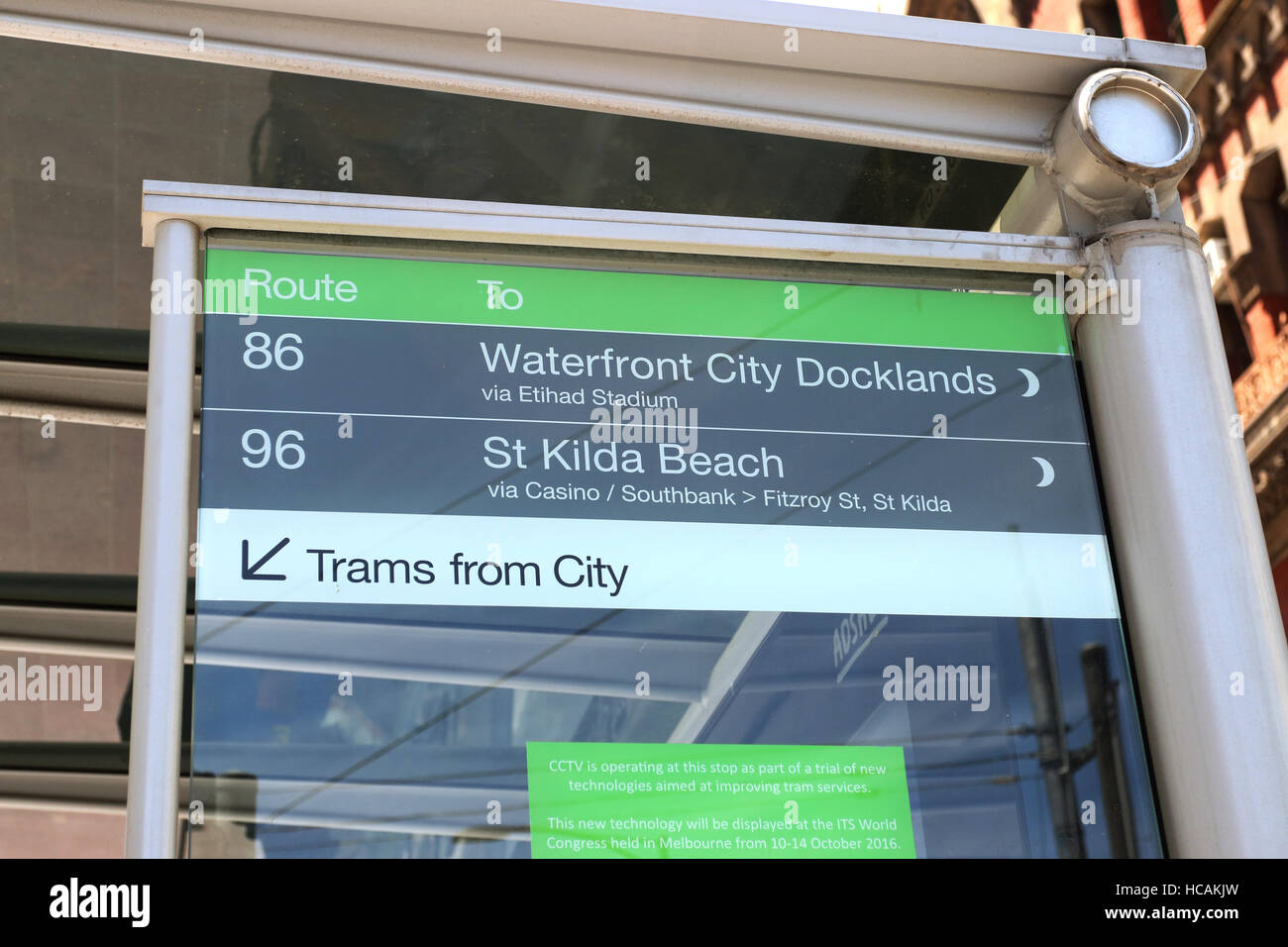 Harbor Town, Docklands tram stop sign Stock Photo