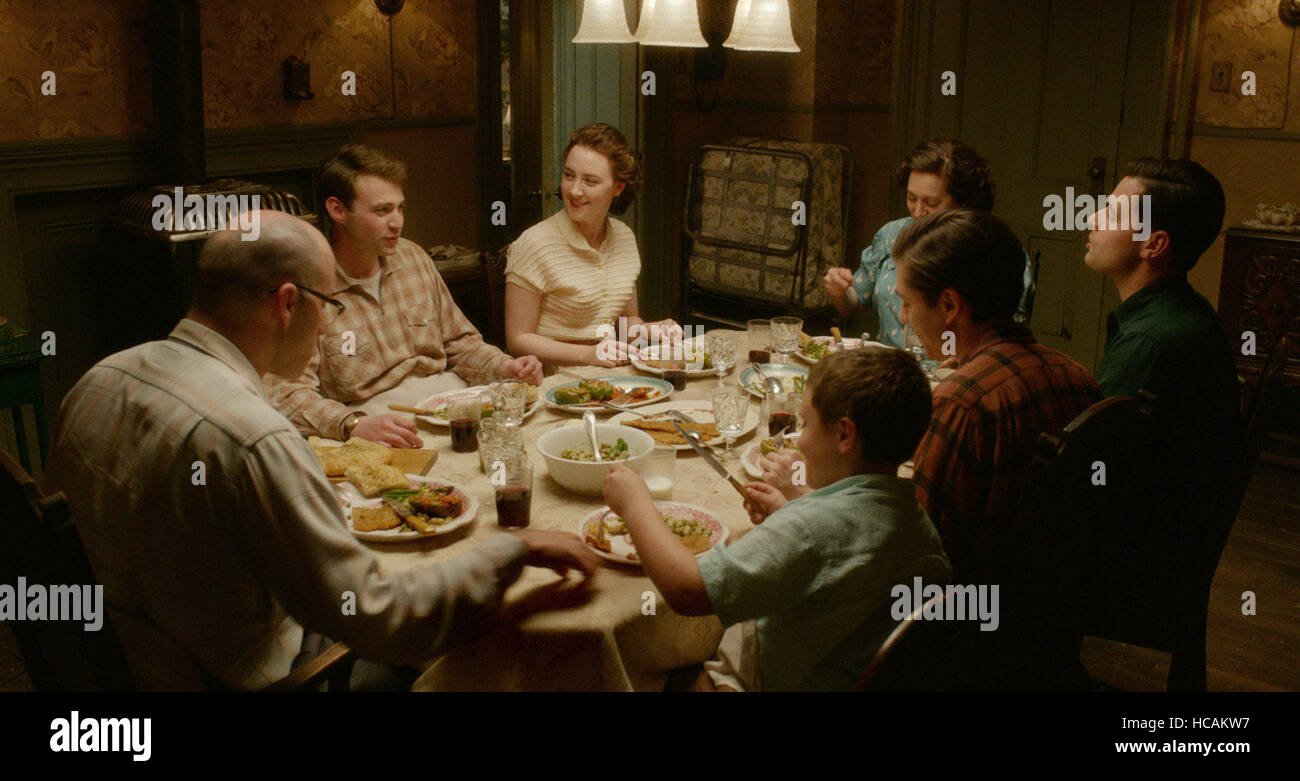BROOKLYN, first four, clockwise from left: Paulino Nunes, Emory Cohen,  Saoirse Ronan, Ellen David; smallest boy: James Stock Photo - Alamy