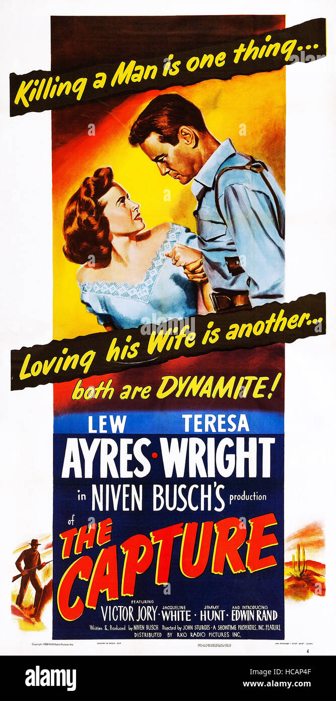 THE CAPTURE, US poster, from left: Teresa Wright, Lew Ayres, 1950 Stock Photo