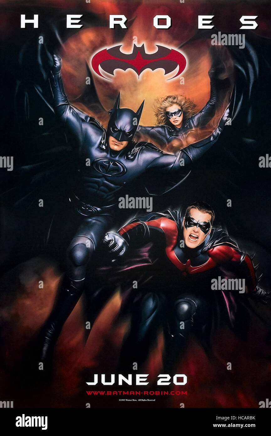 BATMAN & ROBIN, US advance poster art, from top: Alicia Silverstone