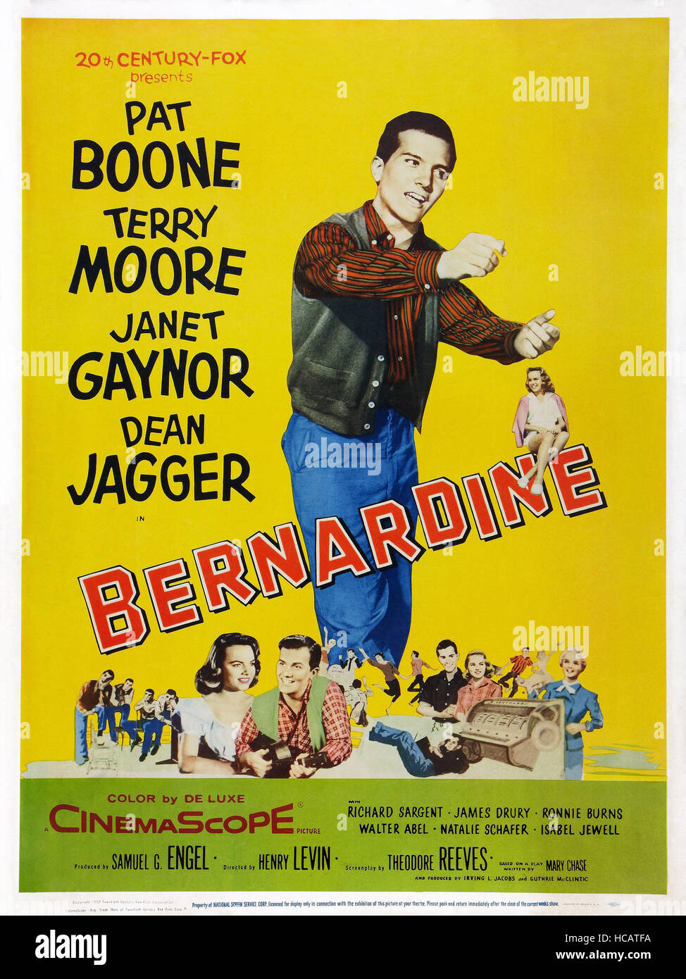 BERNARDINE, US poster art, center: Pat Boone, 1957. TM & Copyright