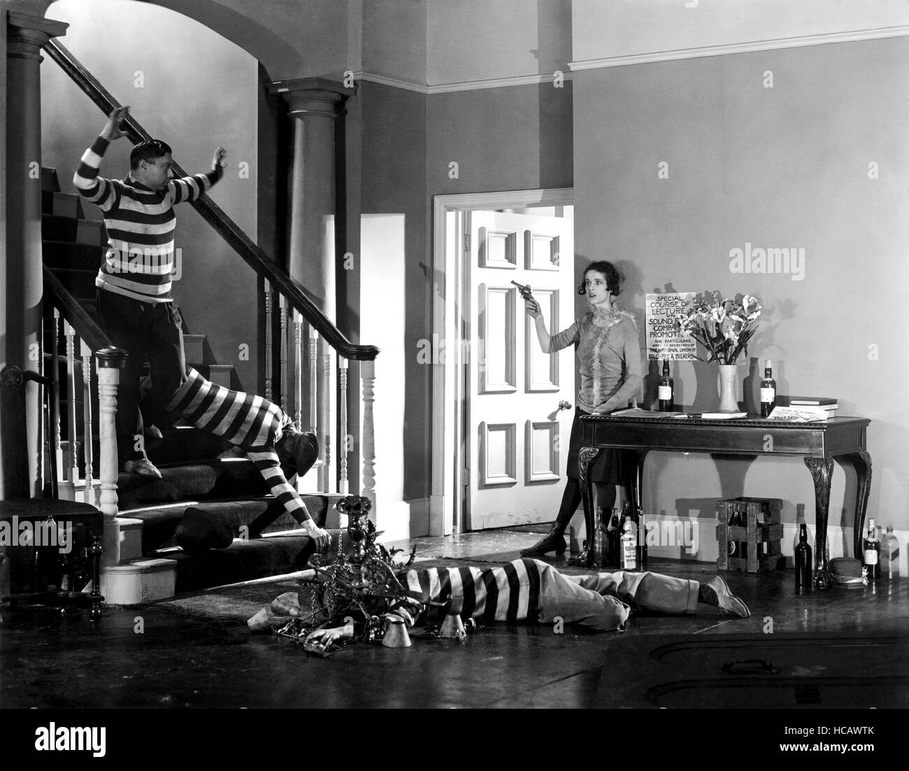 BLUE BOTTLES, Charles Laughton (hands up), Elsa Lanchester (with gun