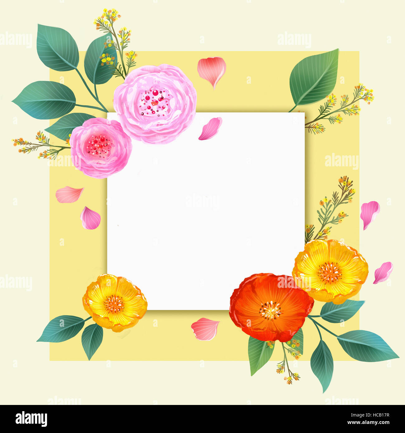 Frame with fresh flowers Stock Photo Alamy