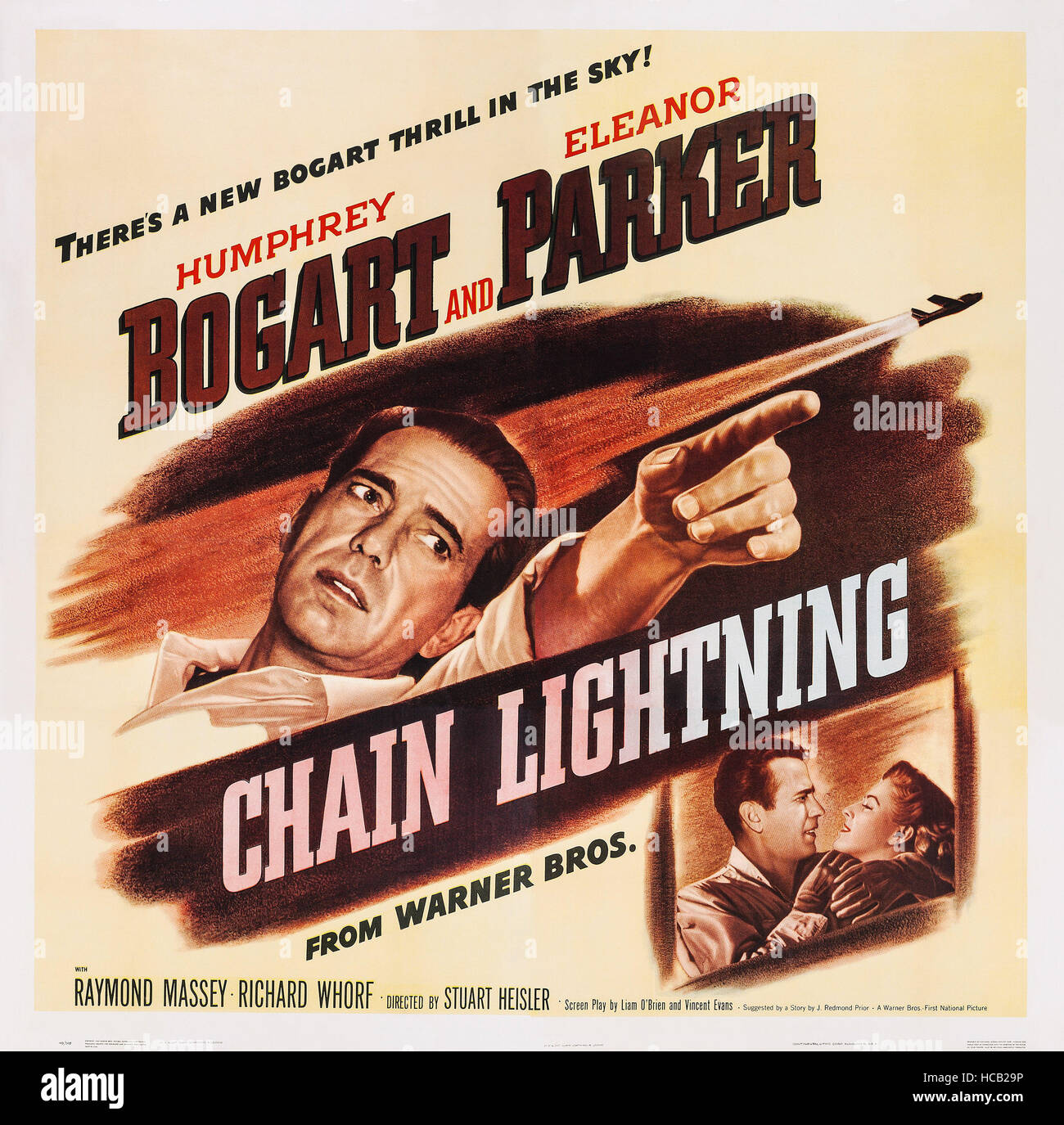 CHAIN LIGHTNING, US poster art, top Humphrey Bogart; bottom left to