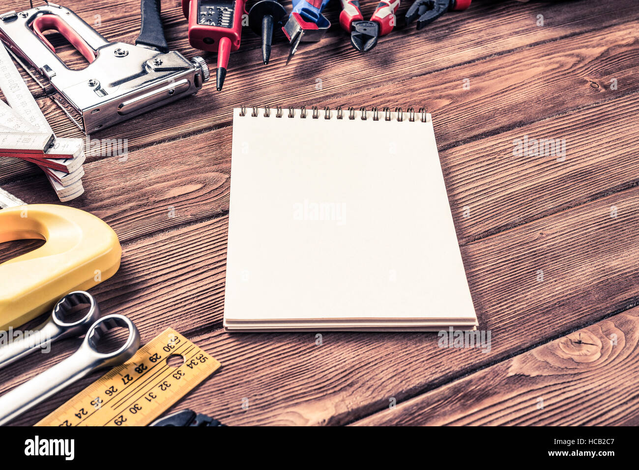 Table Like Instruments Instruments on wooden table Stock Photo - Alamy